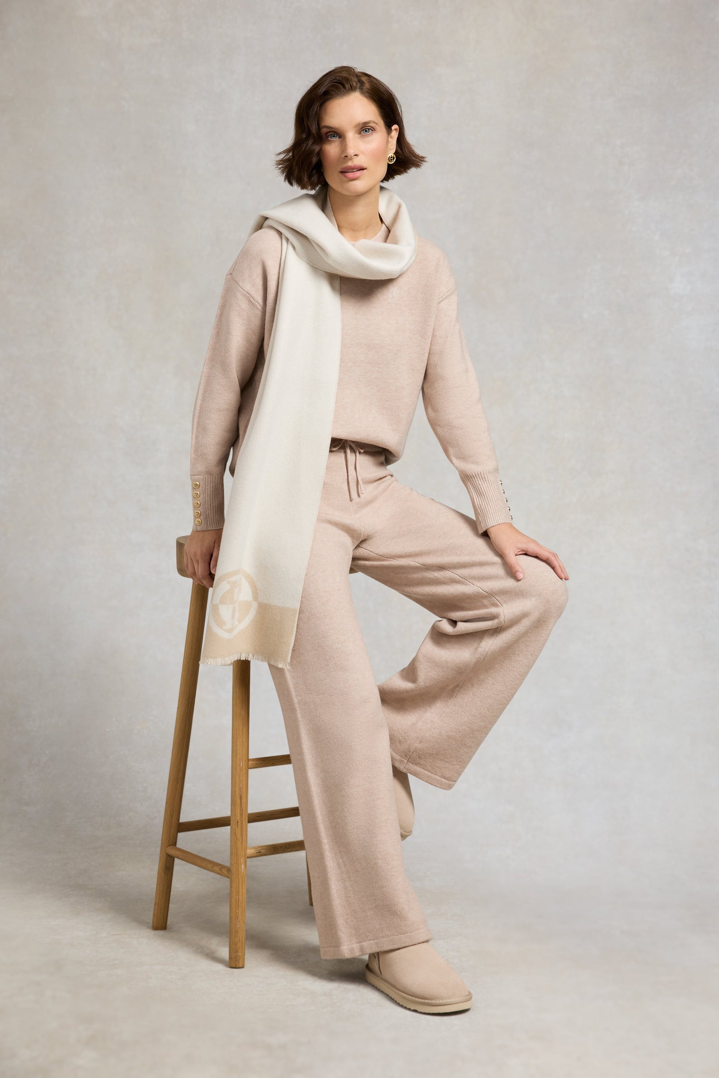 Nina Knitted Wide Leg Pant (Toffee Marl)