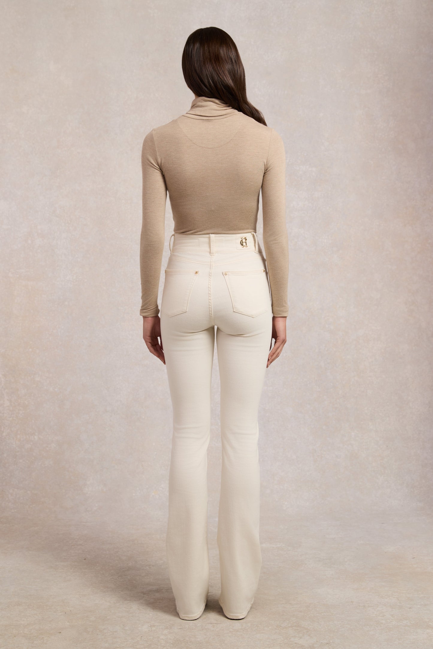 High Rise Flared Jean (Oatmeal)