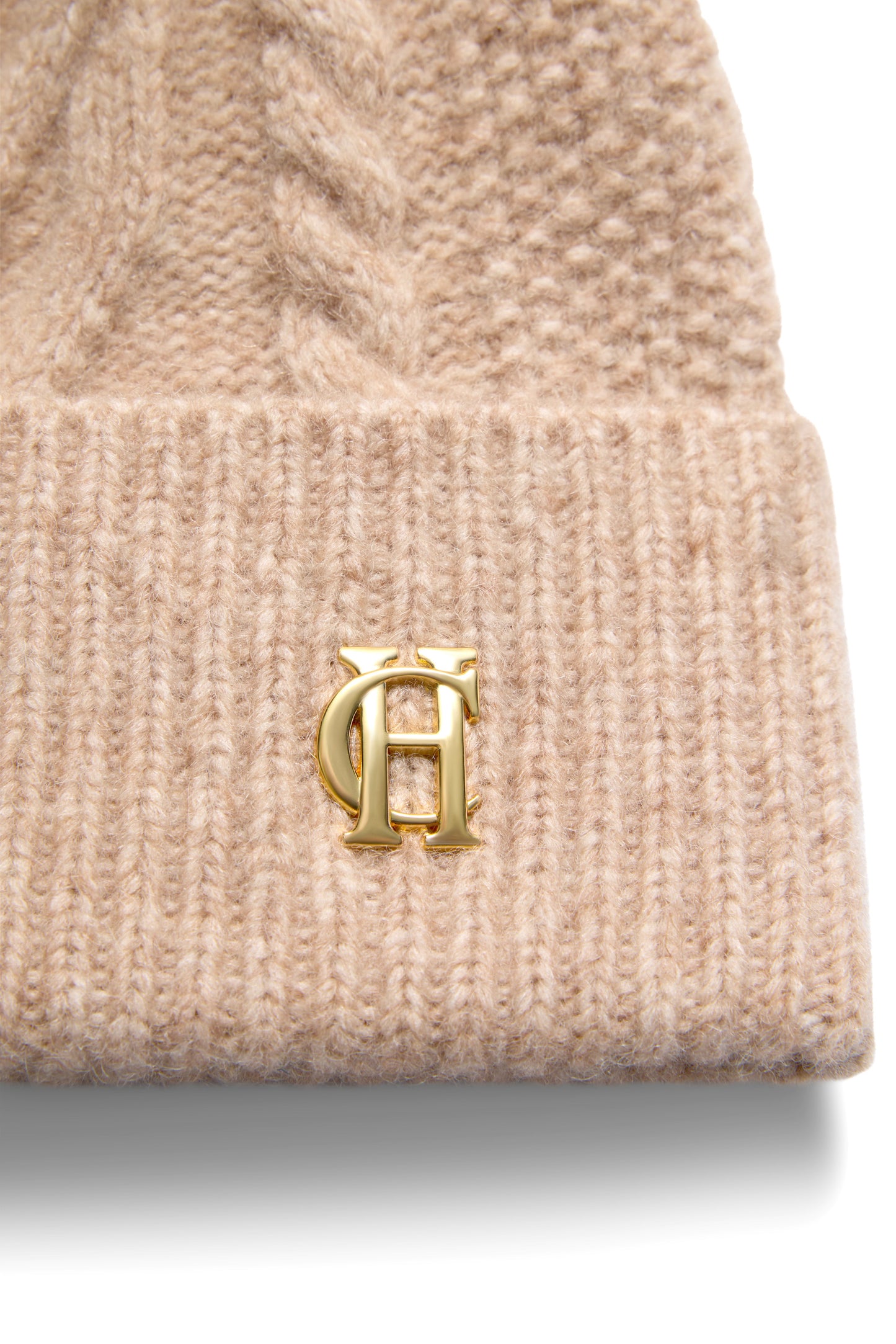 Sloane Cable Bobble Hat (Taupe Marl)