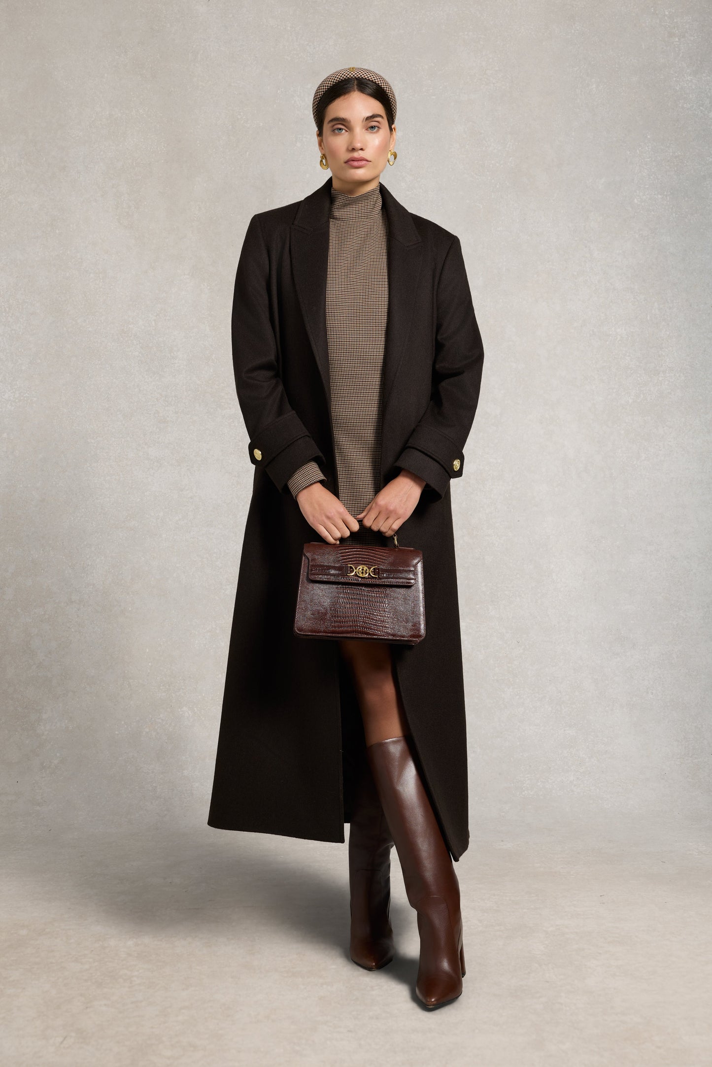 Narrow Headband (Mocha Houndstooth)