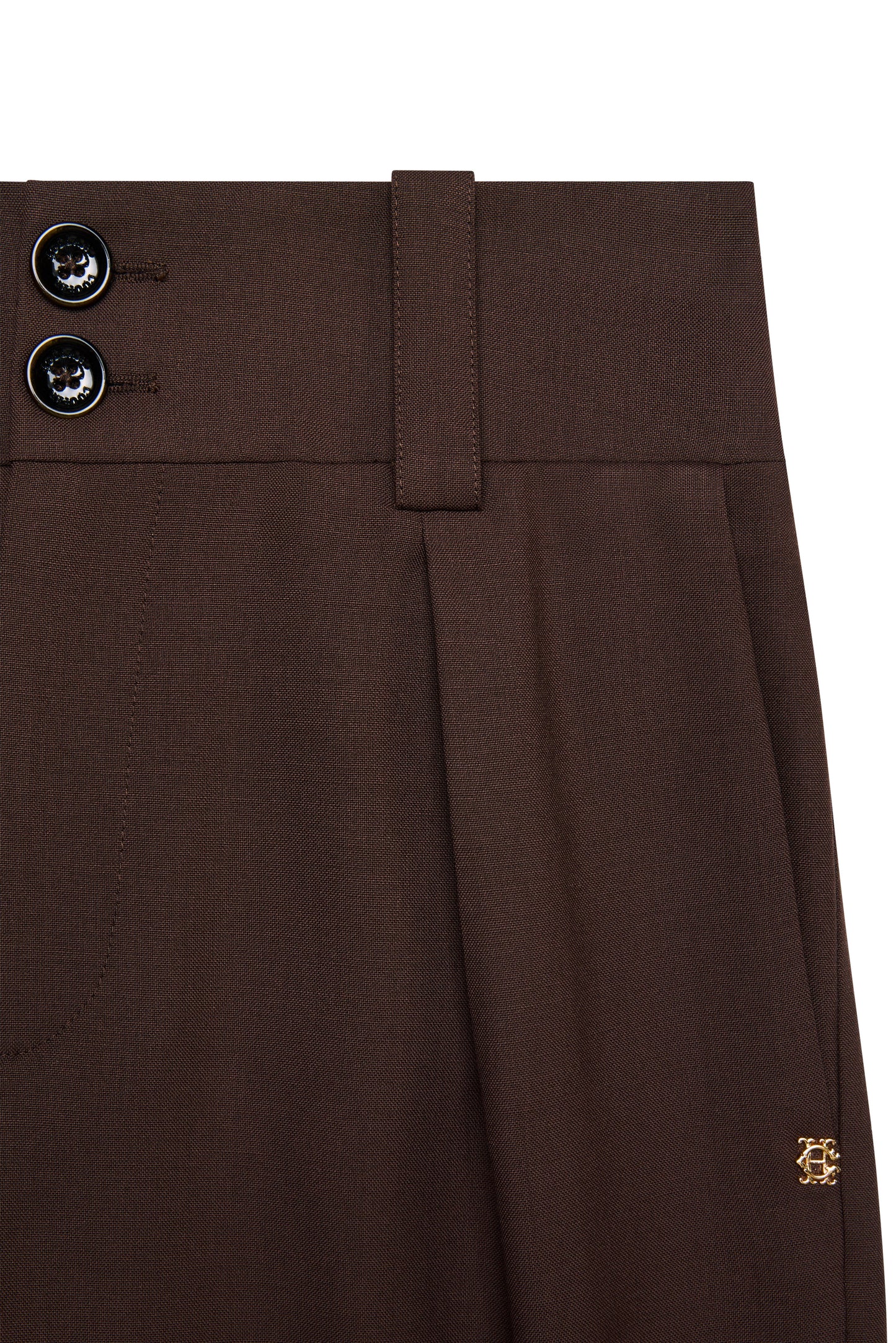 High Waisted Wide Leg Trouser (Walnut Twill)