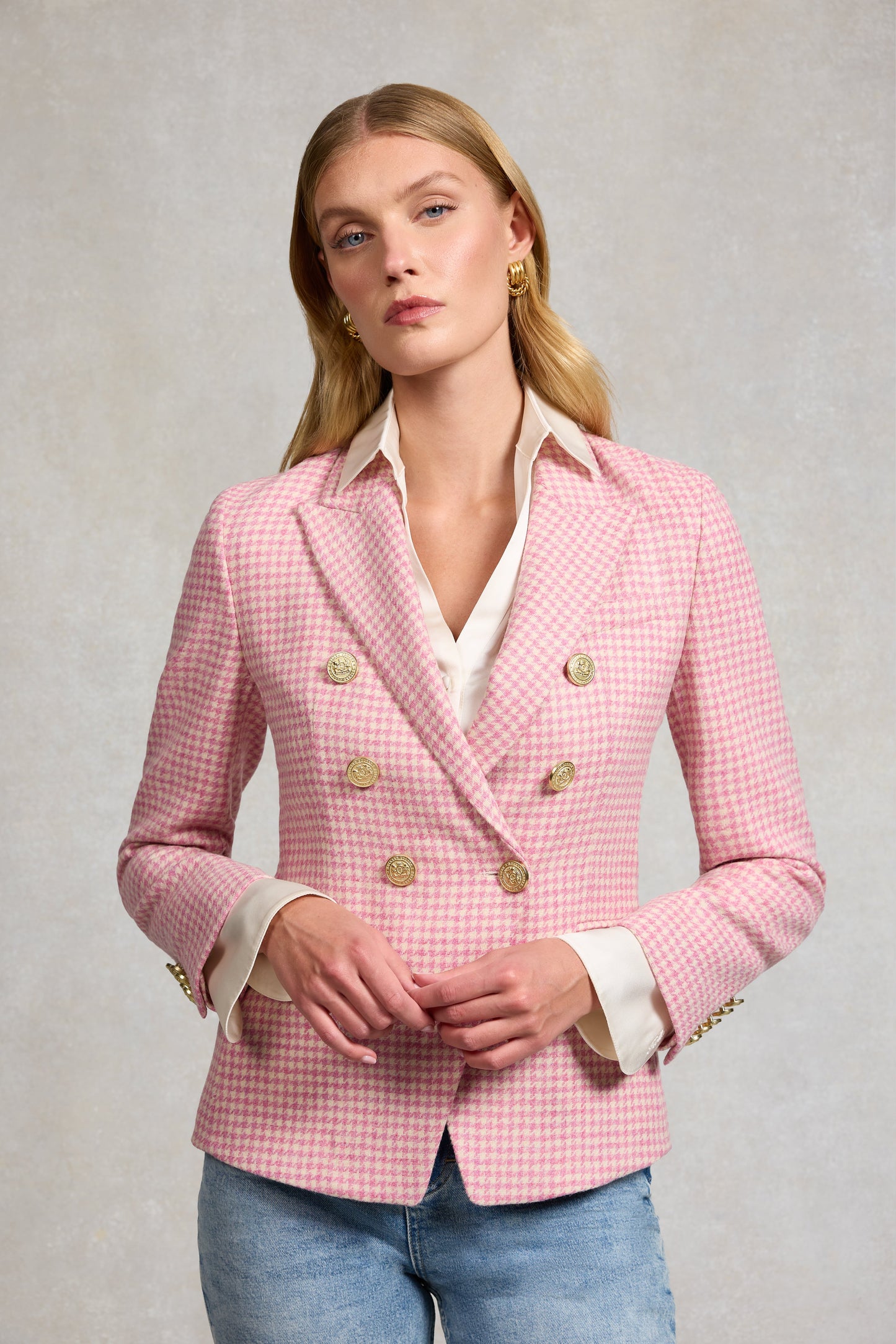 Knightsbridge Blazer (Light Pink Puppytooth)