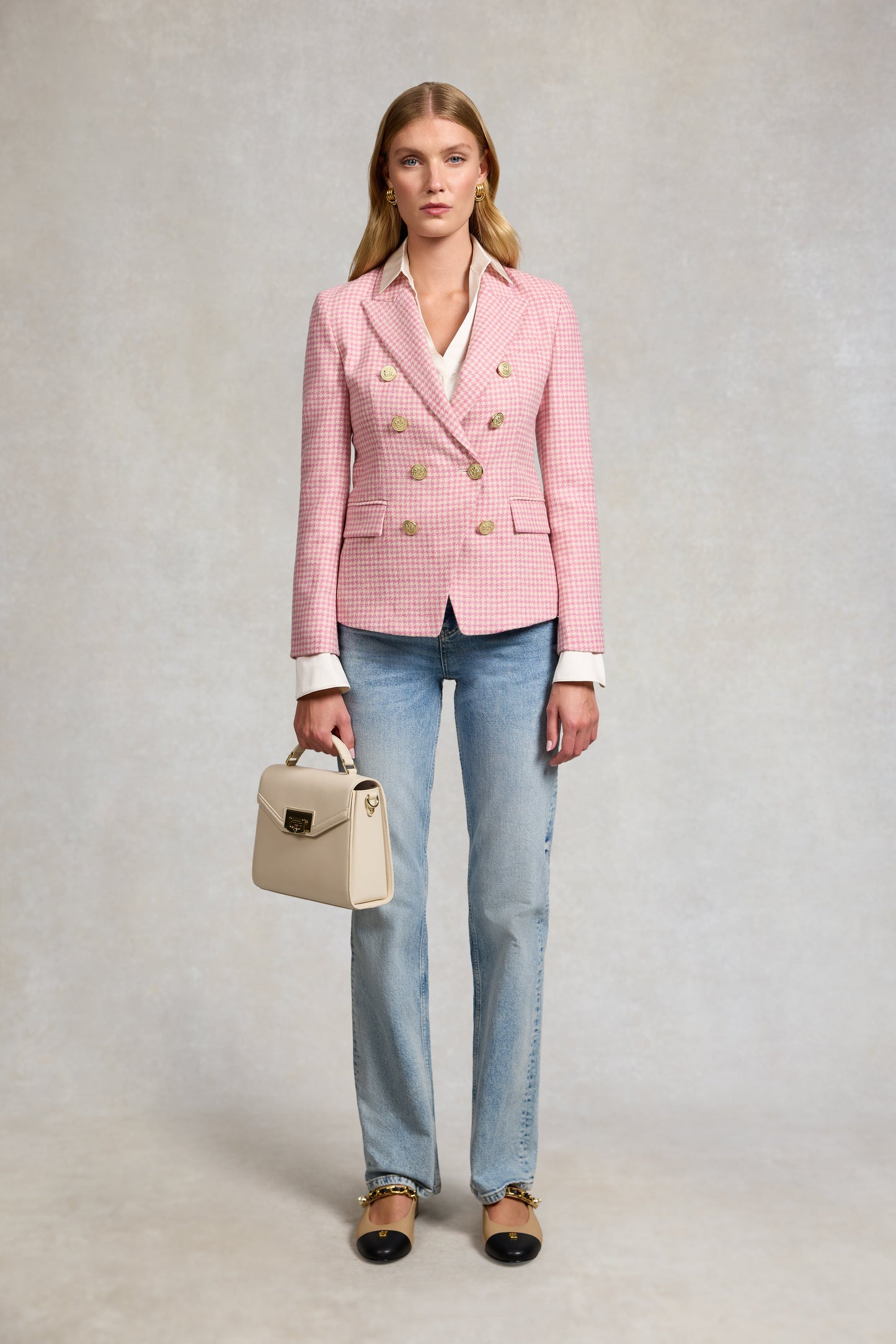 Knightsbridge Blazer (Light Pink Puppytooth)