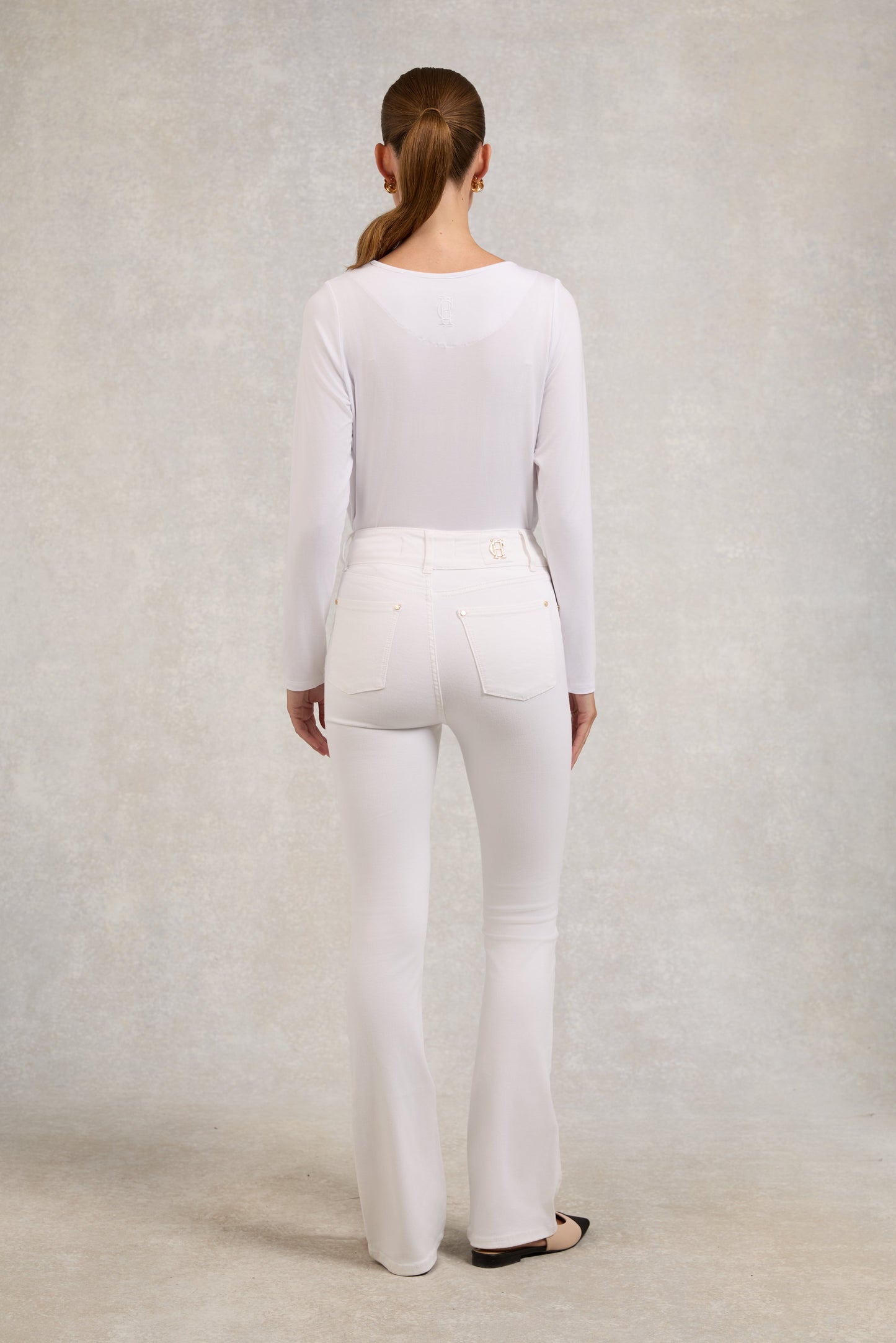 High Rise Flared Jean (White)