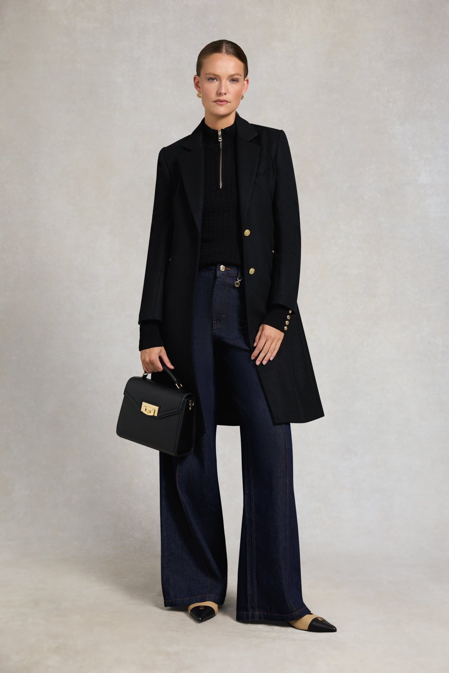 Ava Quarter Zip Knit (Black)