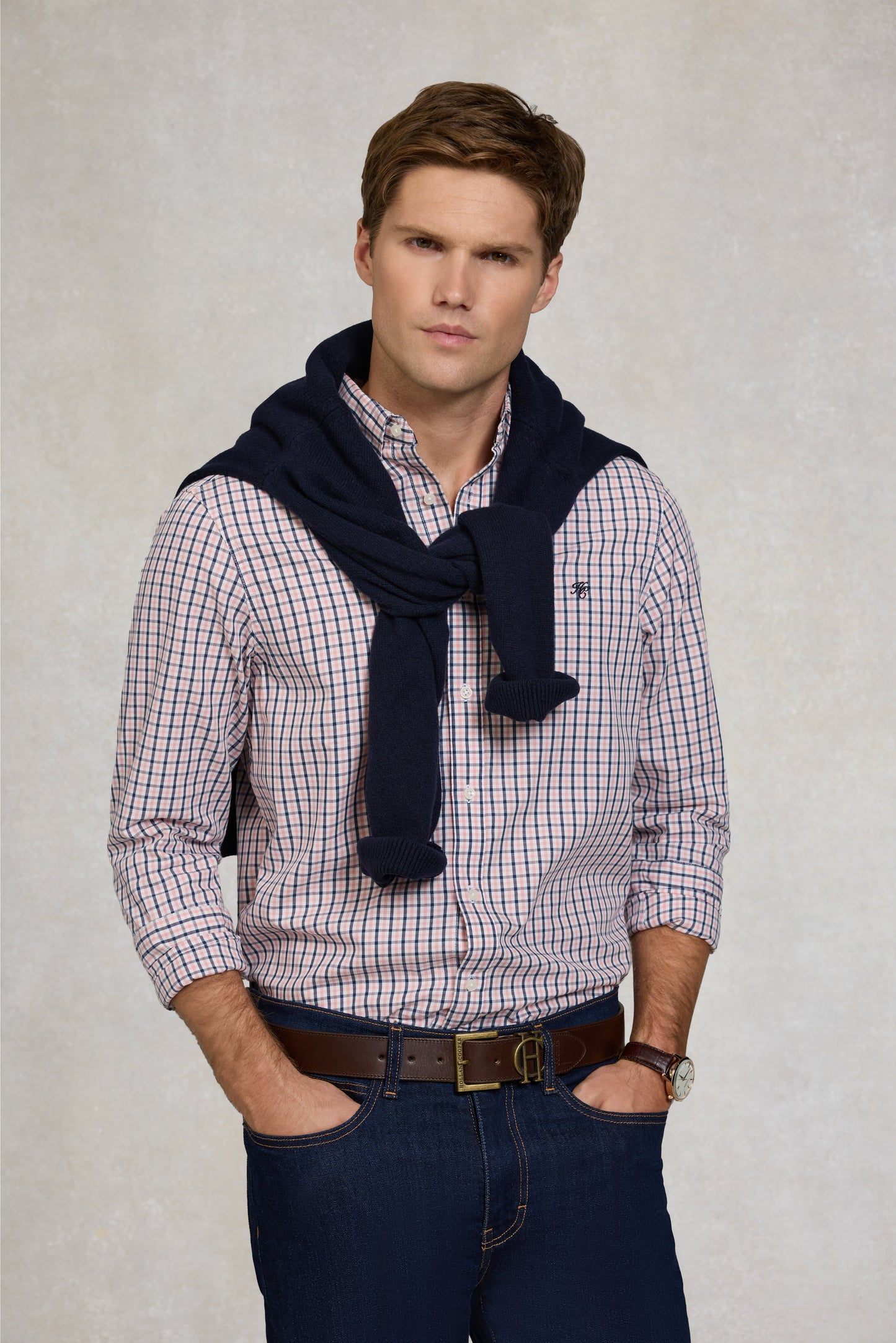 Men's Classic Woven Button Down Shirt (Cotswold Pink Check)