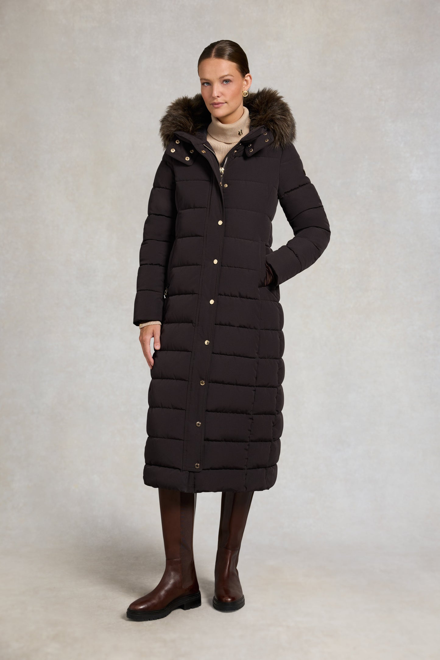 Stoneleigh Longline Coat (Chocolate)