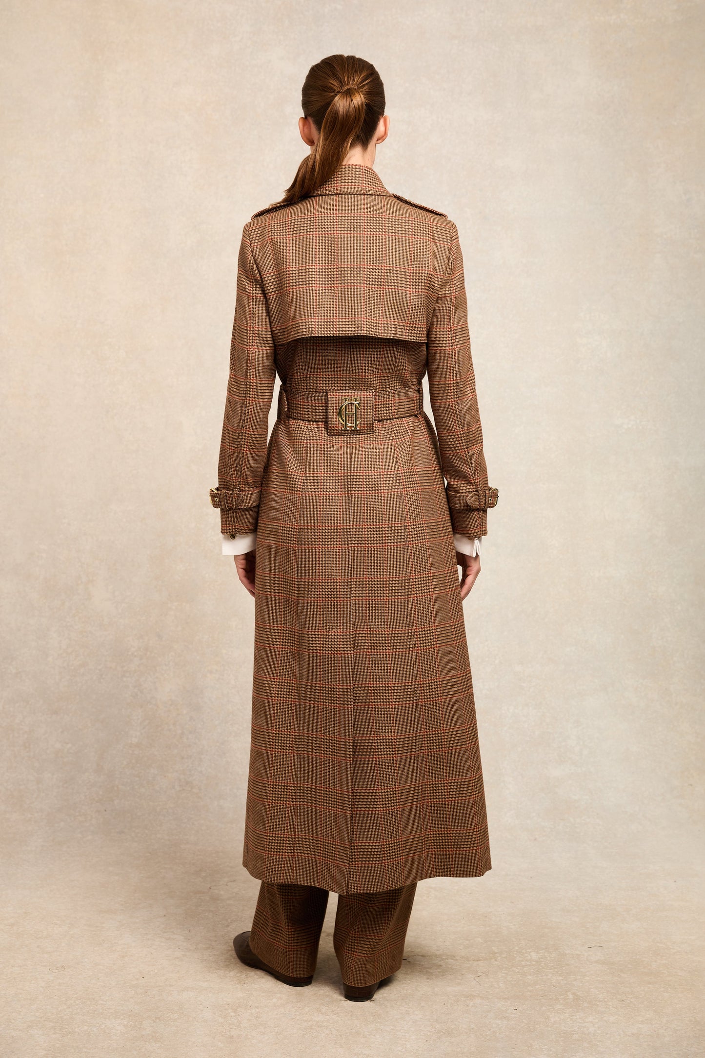Full Length Marlborough Trench Coat (Clarence Check Merlot)
