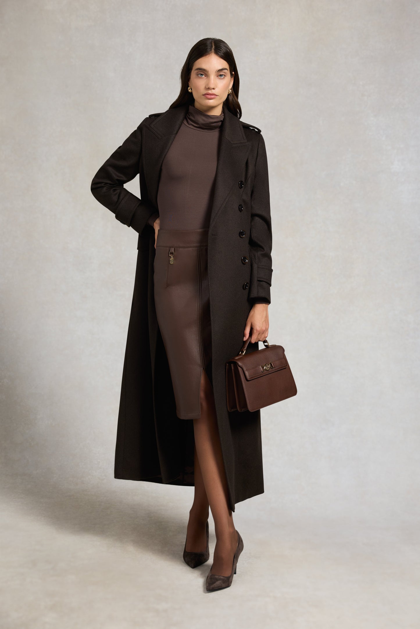 Faux Leather Mayfair Skirt (Espresso)