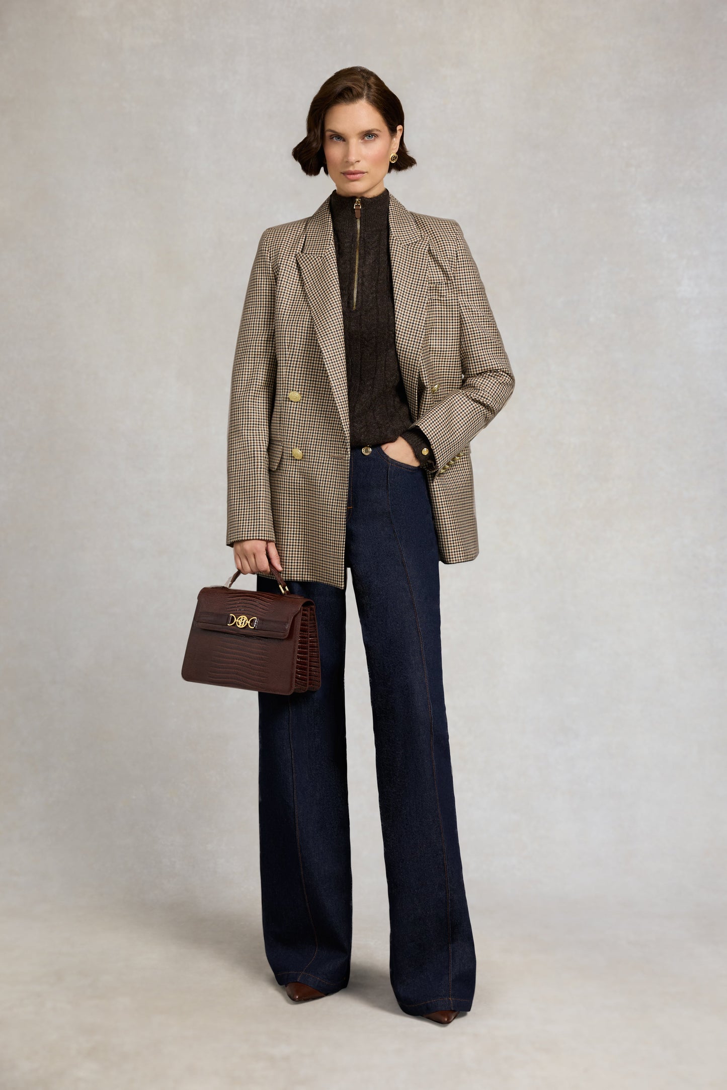 Bridget Quarter Zip Knit (Chocolate)