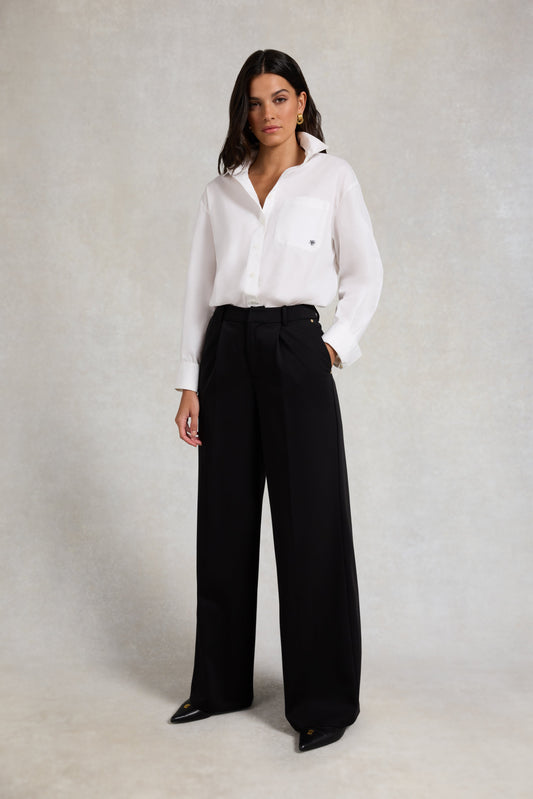 Pleated Wide Leg Trouser (Black)