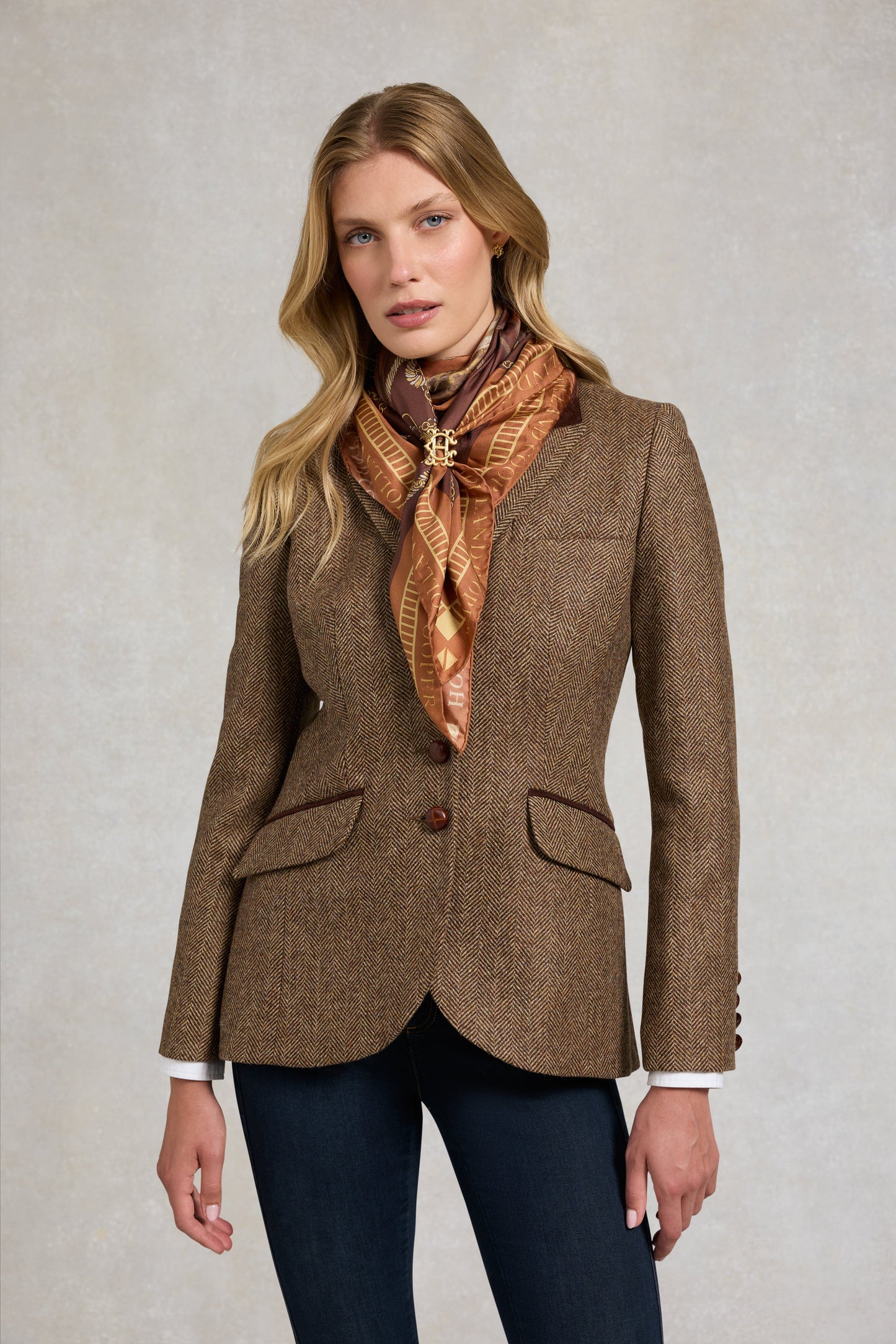 Regal Horse Silk Scarf (Caramel)