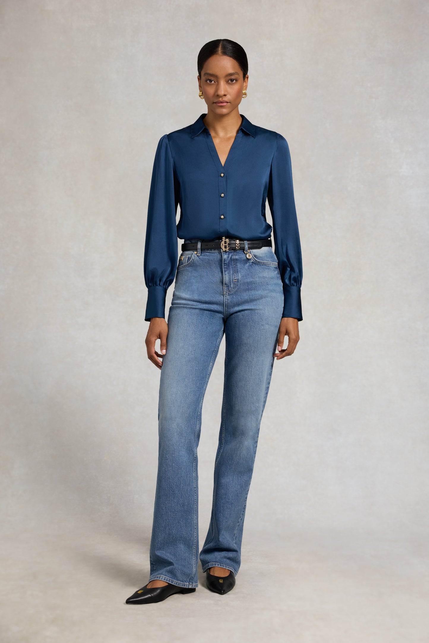 Annie V-Neck Shirt (Petrol)