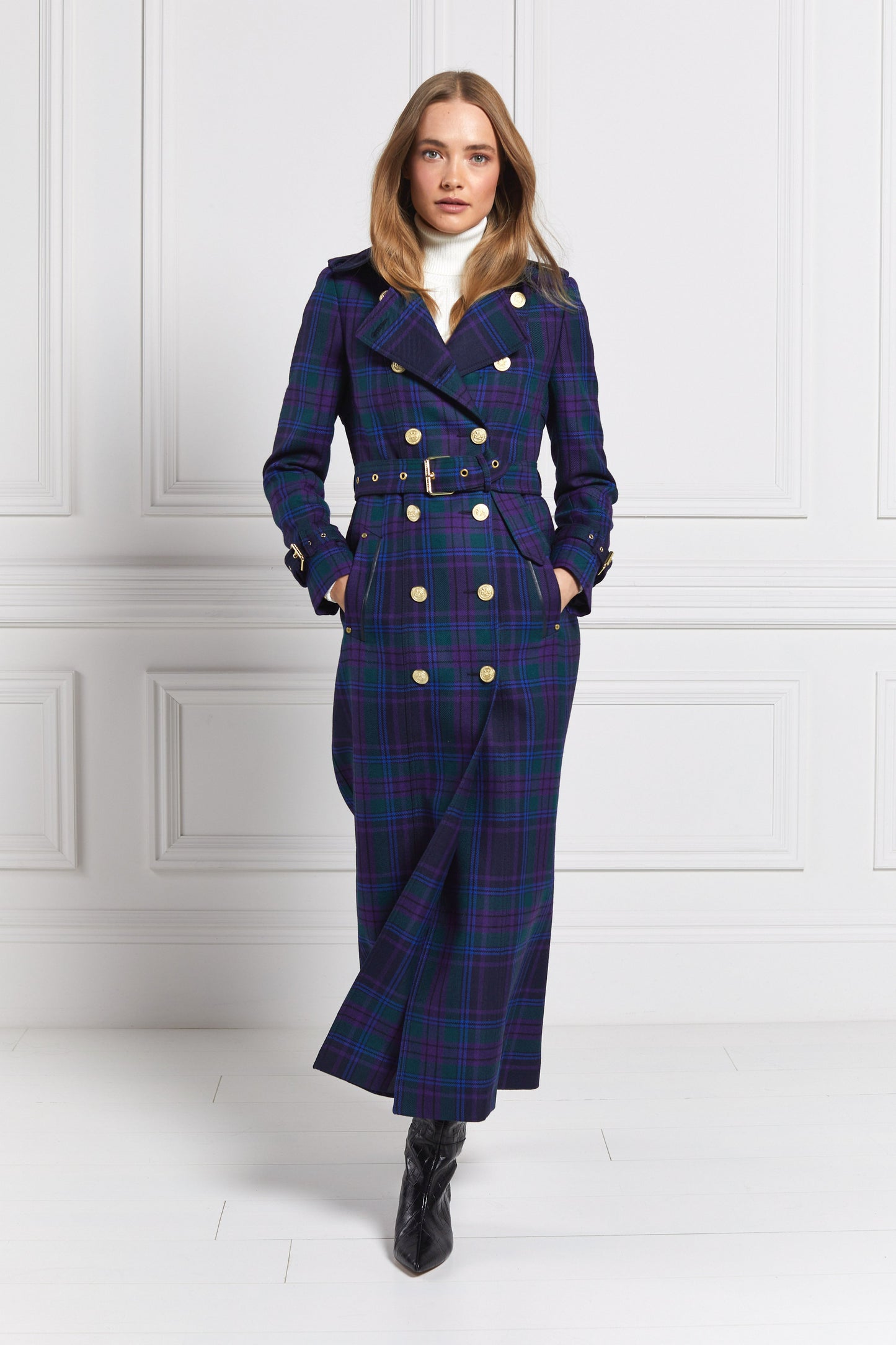 Full Length Marlborough Trench Coat (Heather Tartan)