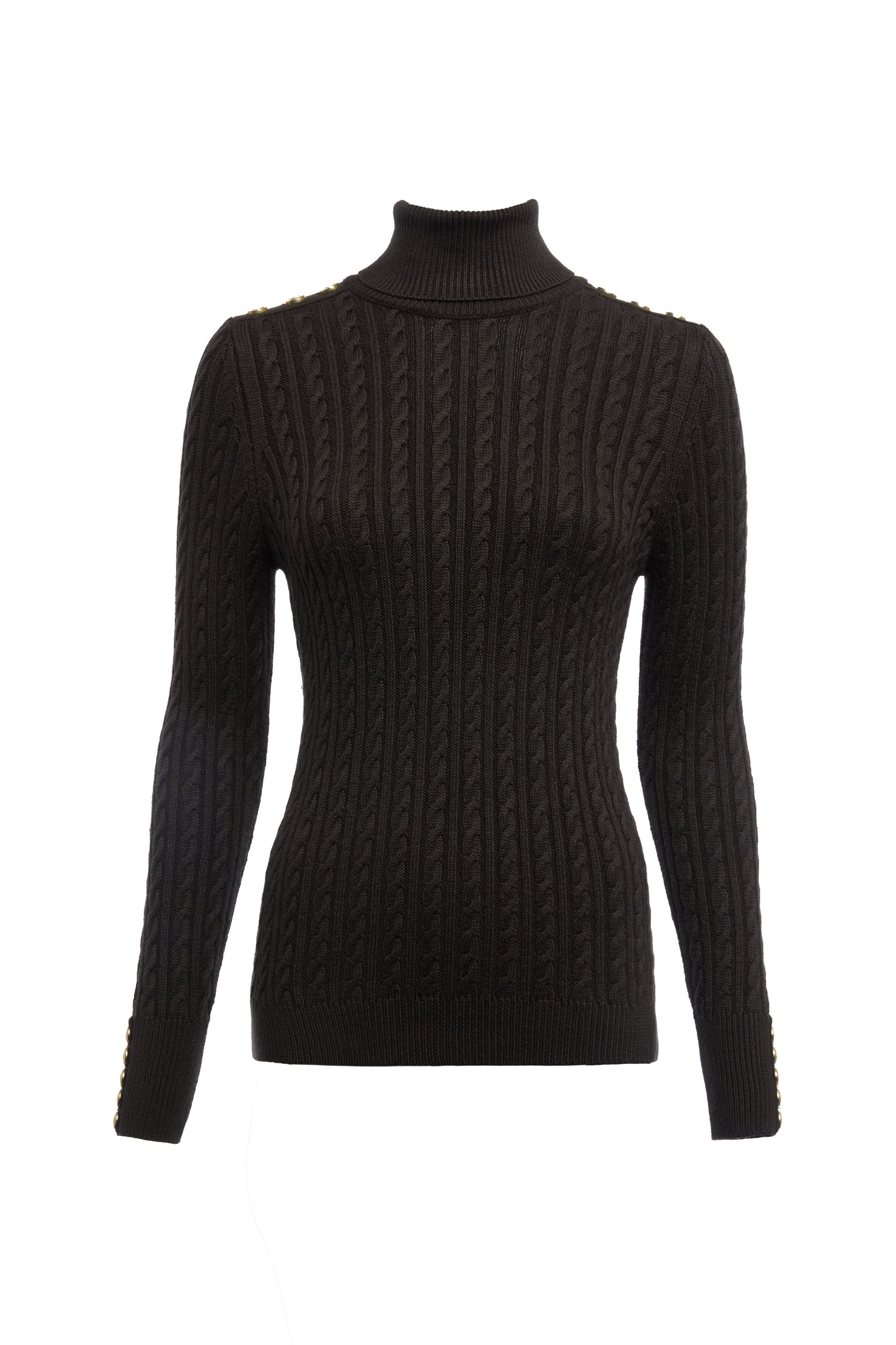 Seattle Roll Neck Cable Knit (Fern Green)