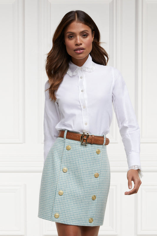 Knightsbridge Skirt (Teal Houndstooth)