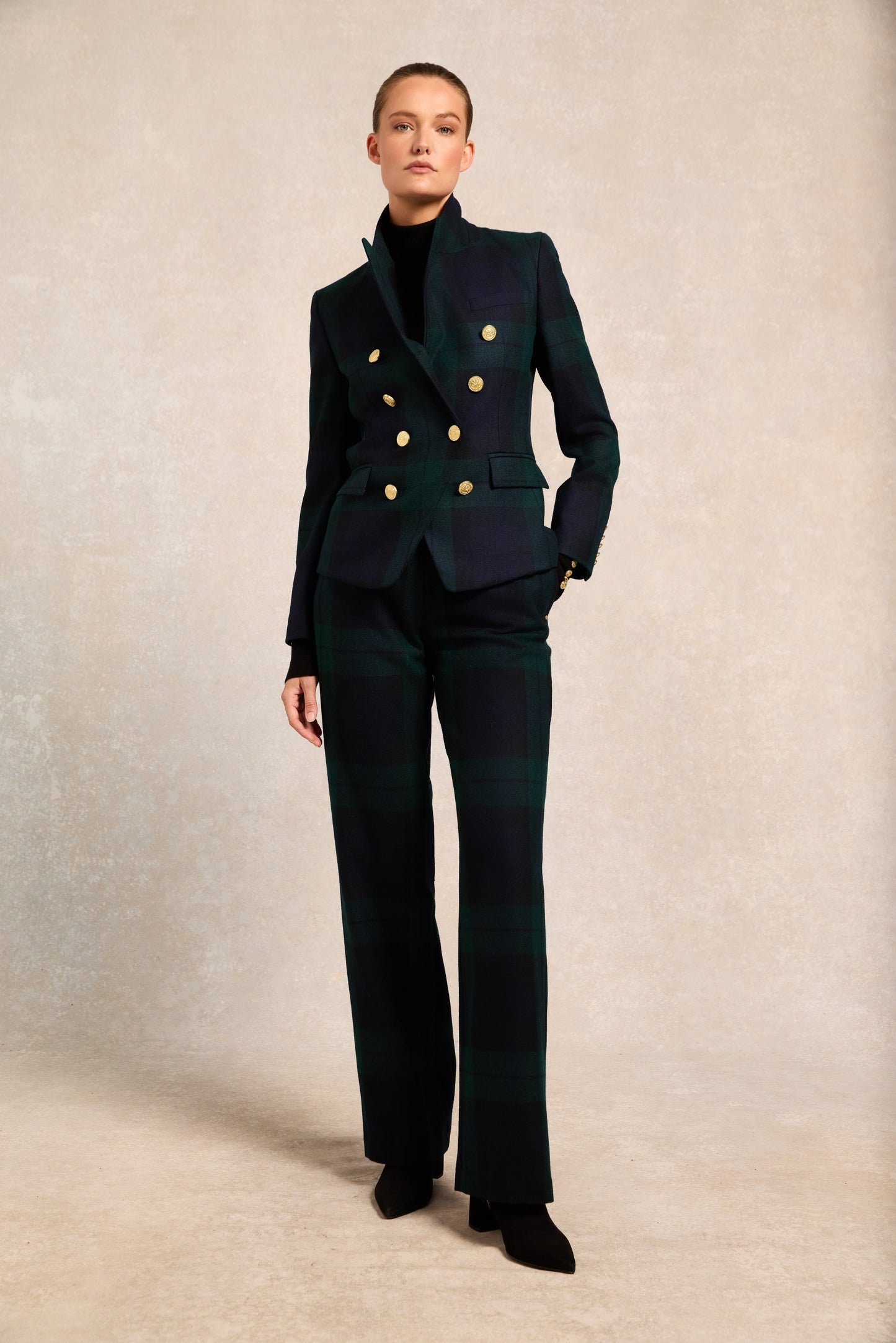 High Waisted Straight Trouser (Blackwatch)