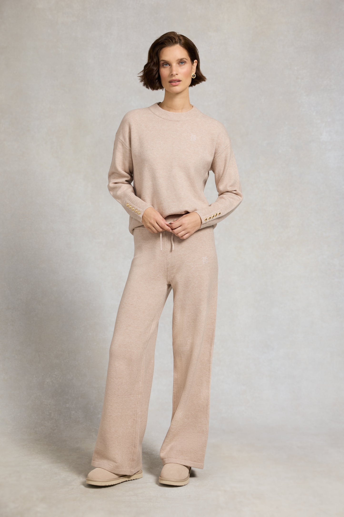Nina Knitted Wide Leg Pant (Toffee Marl)