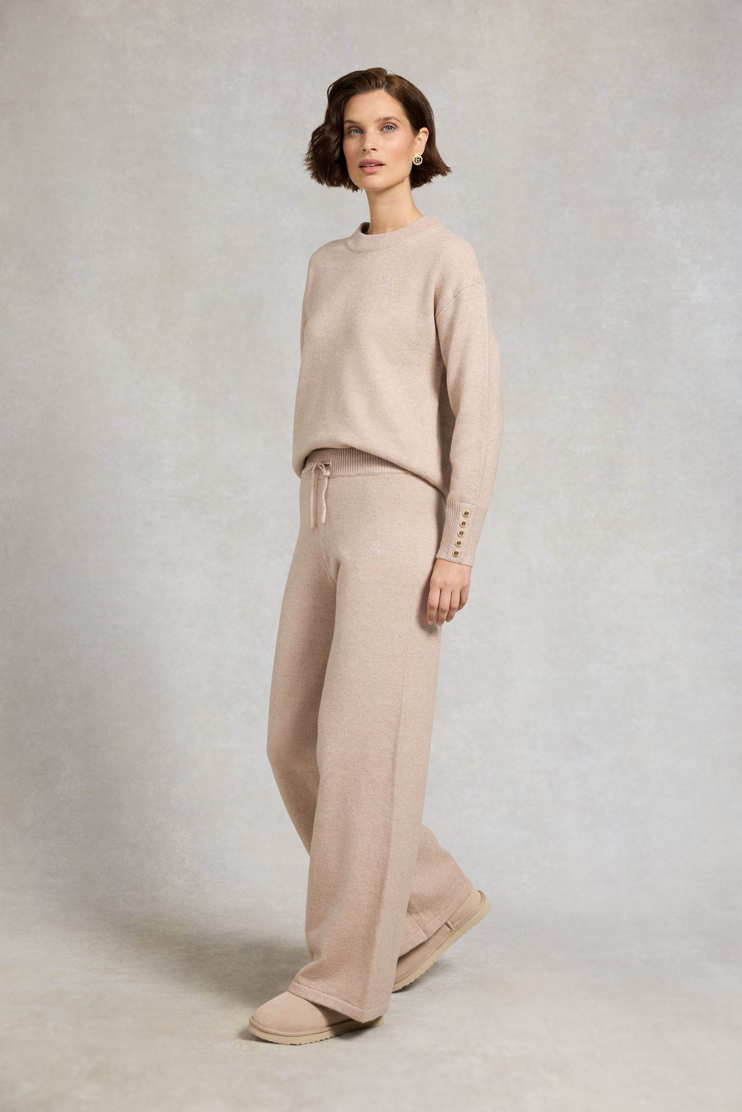 Nina Knitted Wide Leg Pant (Toffee Marl)