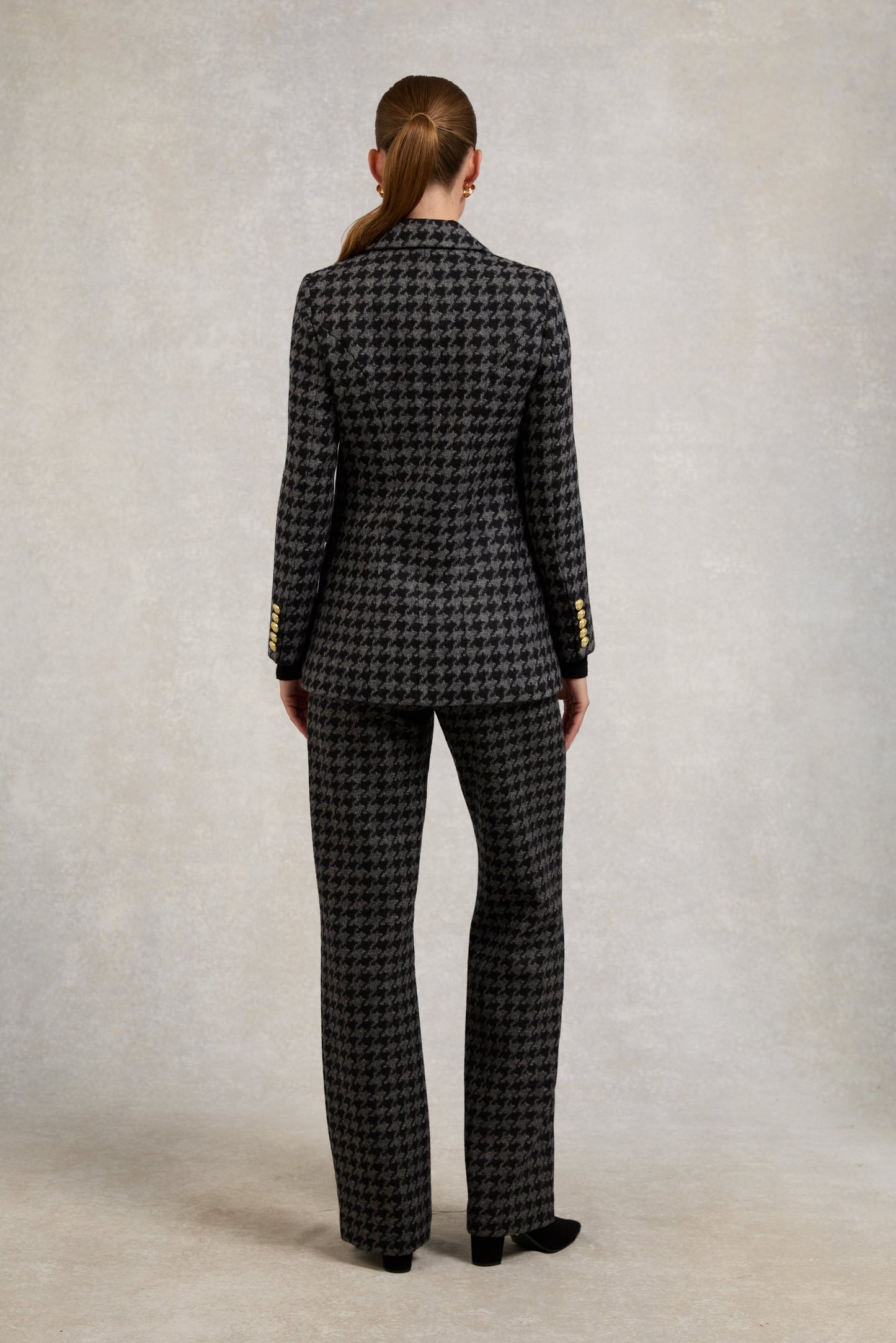 Double Breasted Blazer (Large Scale Charcoal Houndstooth)