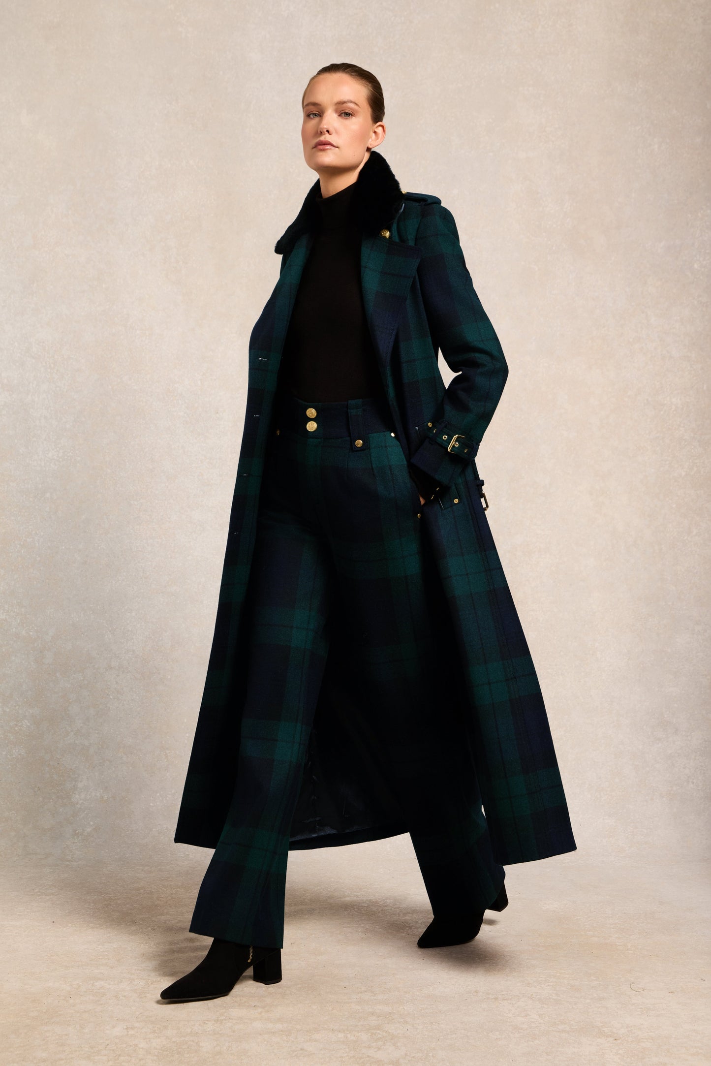 Marlborough Shearling Trench Coat (Blackwatch)