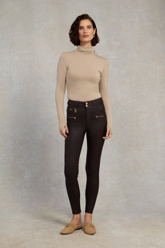 Coated Jodhpur Jean (Chocolate)