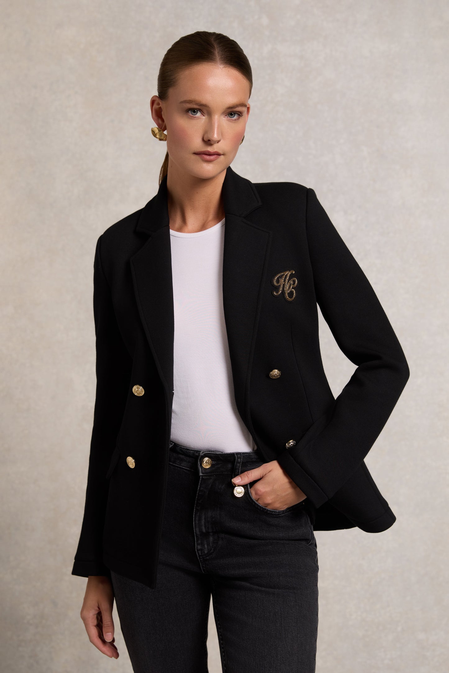 Henley Double Breasted Blazer (Black)