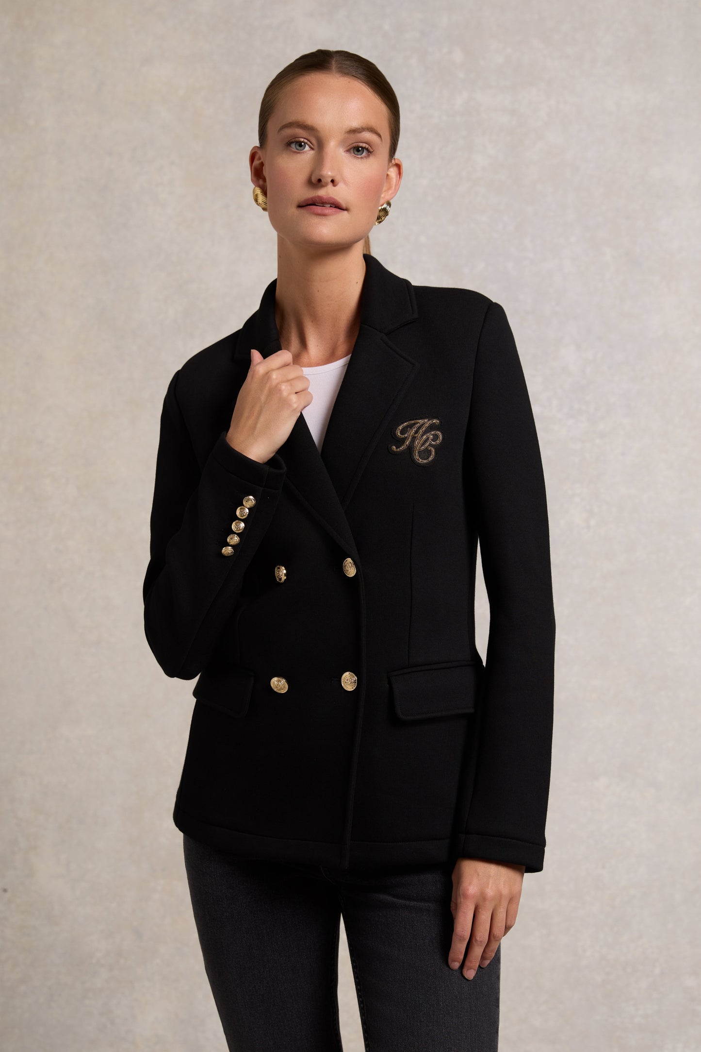 Henley Double Breasted Blazer (Black)
