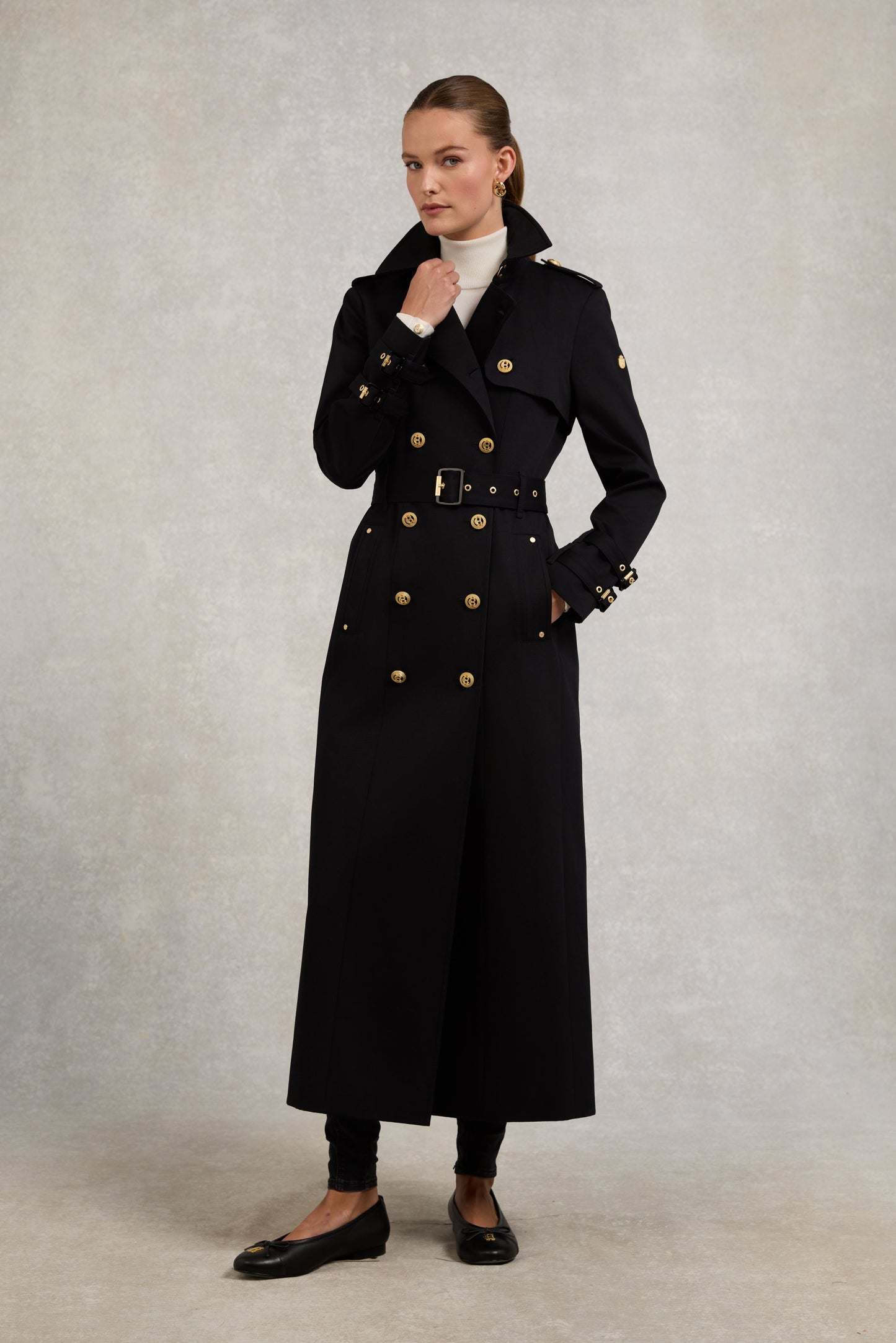 Gatcombe Full Length Trench Coat (Black)