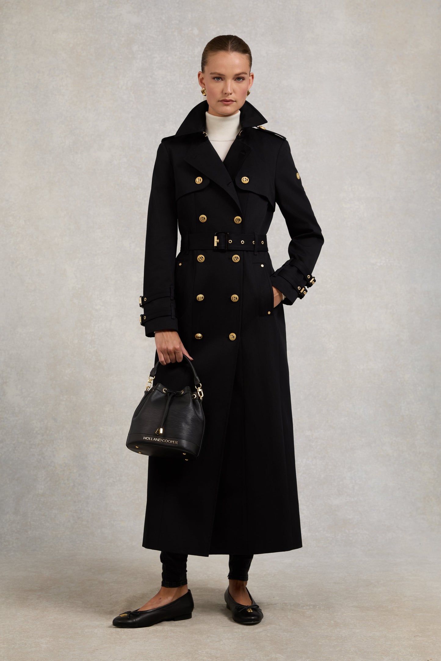 Gatcombe Full Length Trench Coat (Black)