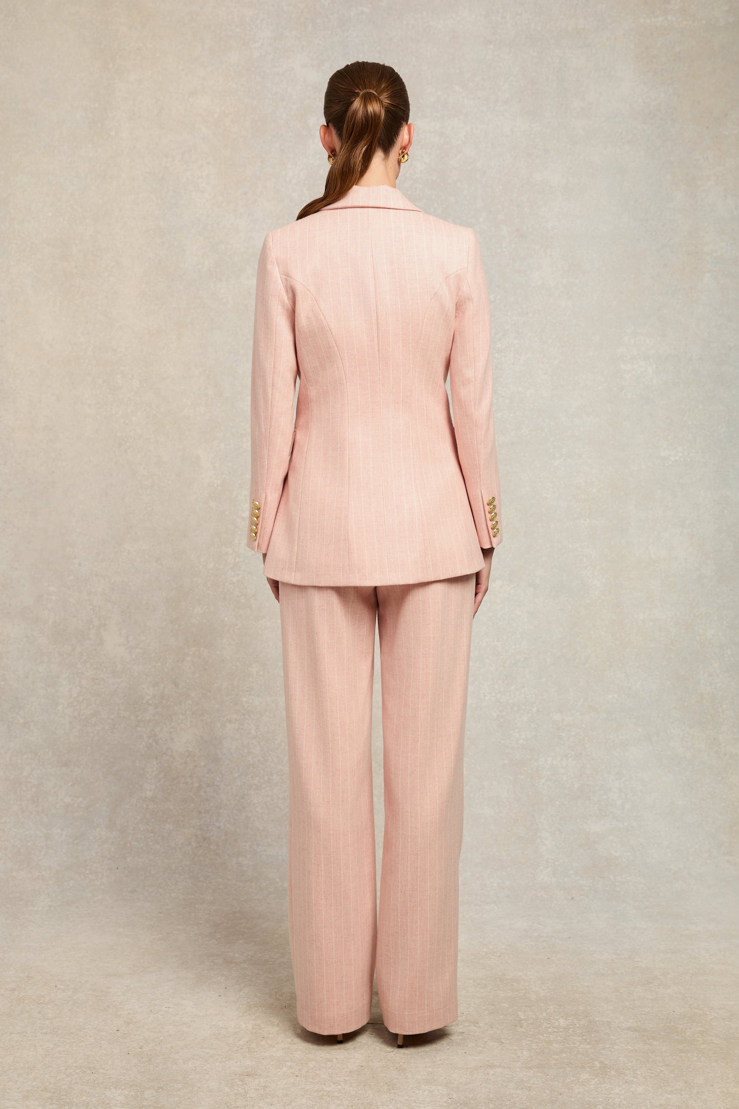 Double Breasted Blazer (Pink Chalk Pinstripe)