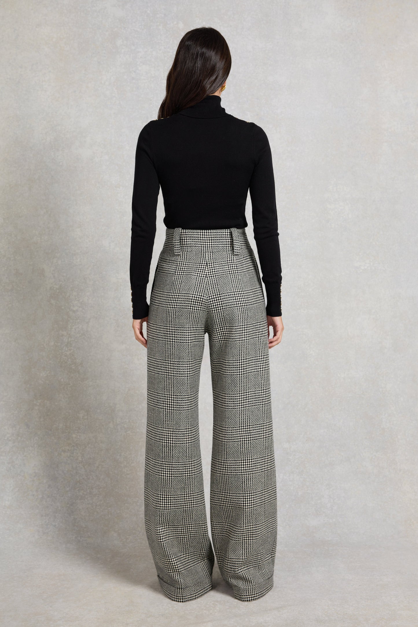 High Waisted Wide Leg Trouser (Prince Of Wales Mono)