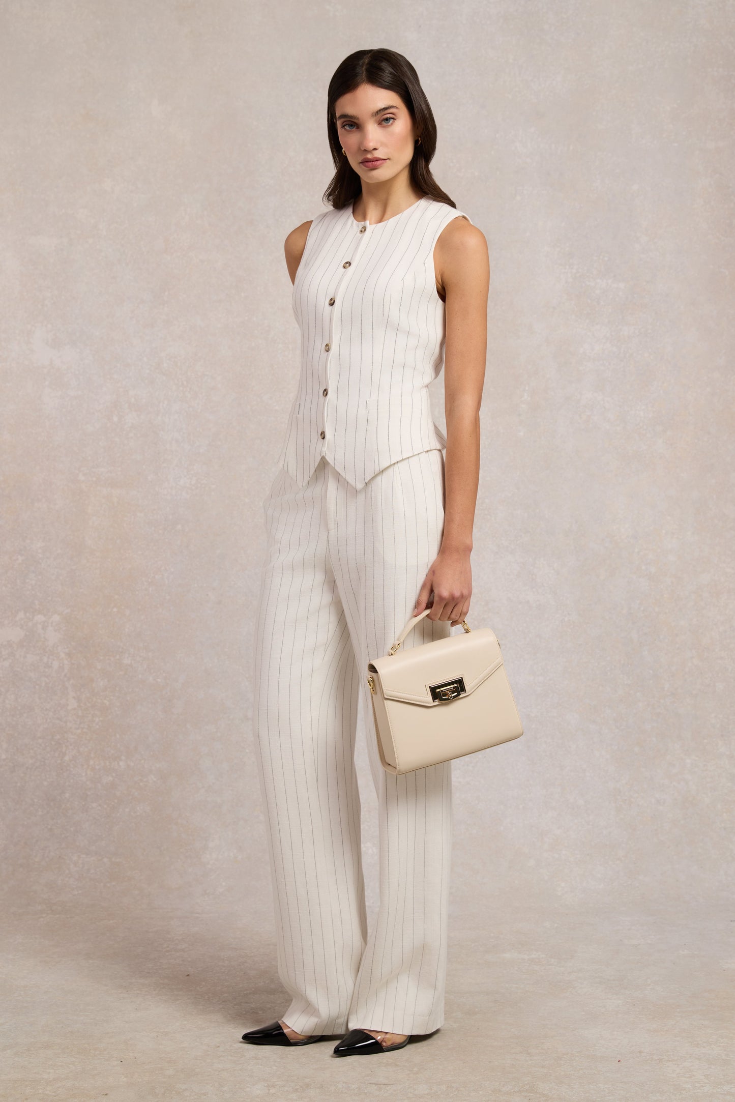 Richmond Waistcoat (Oyster Linen Pinstripe)