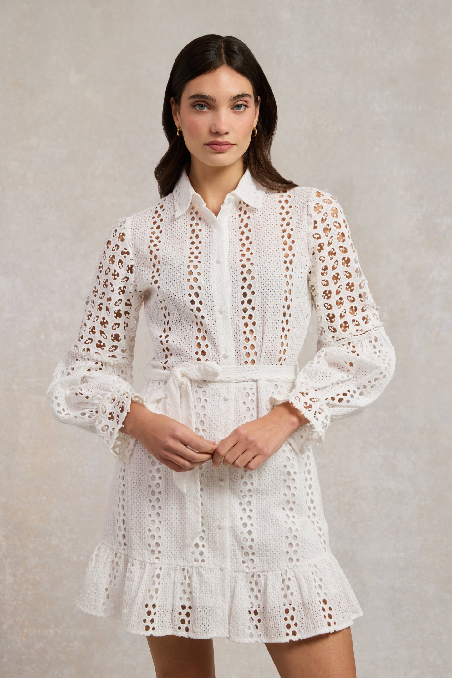 Broderie Lace Dress (White)