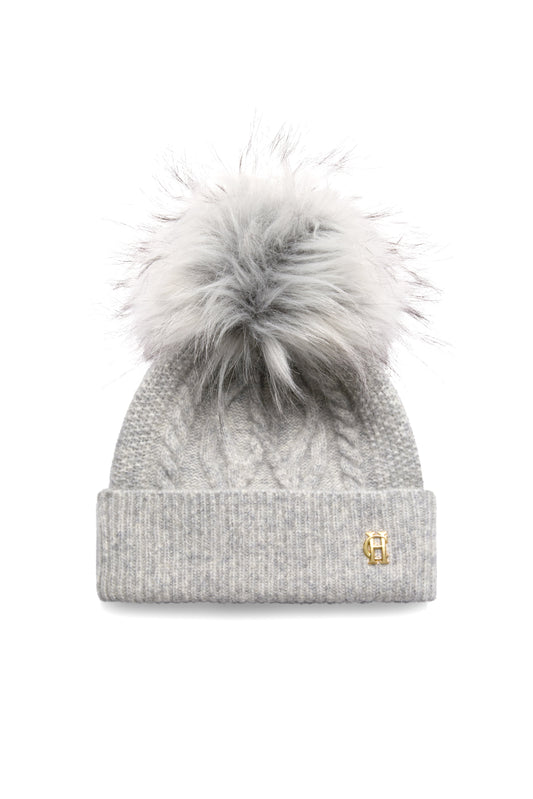 Sloane Cable Bobble Hat (Grey Marl)