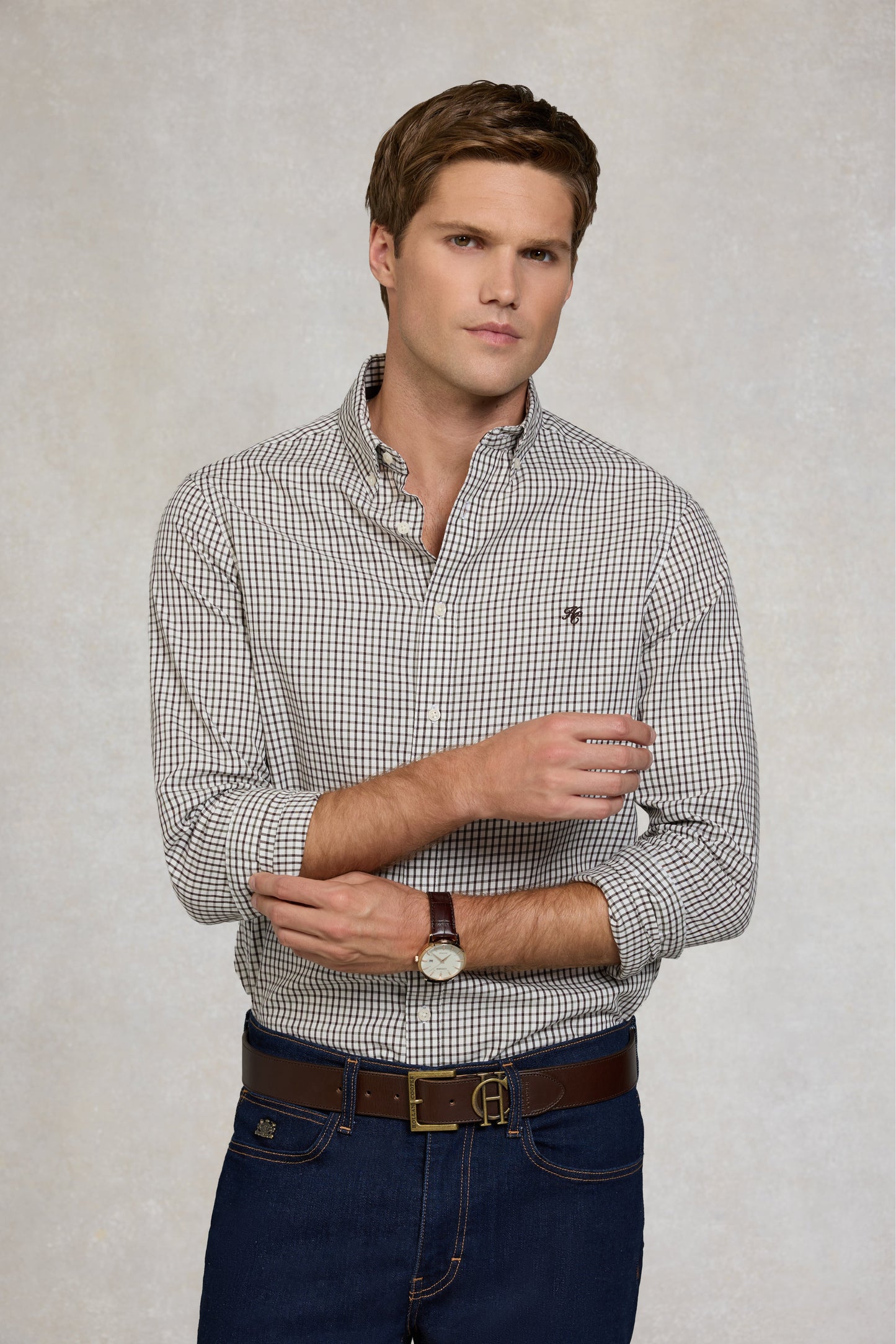 Men's Classic Woven Button Down Shirt (Cheltenham Check Green)