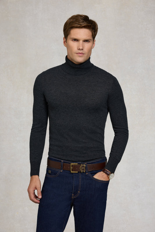 Fine Roll Neck Knit (Charcoal)