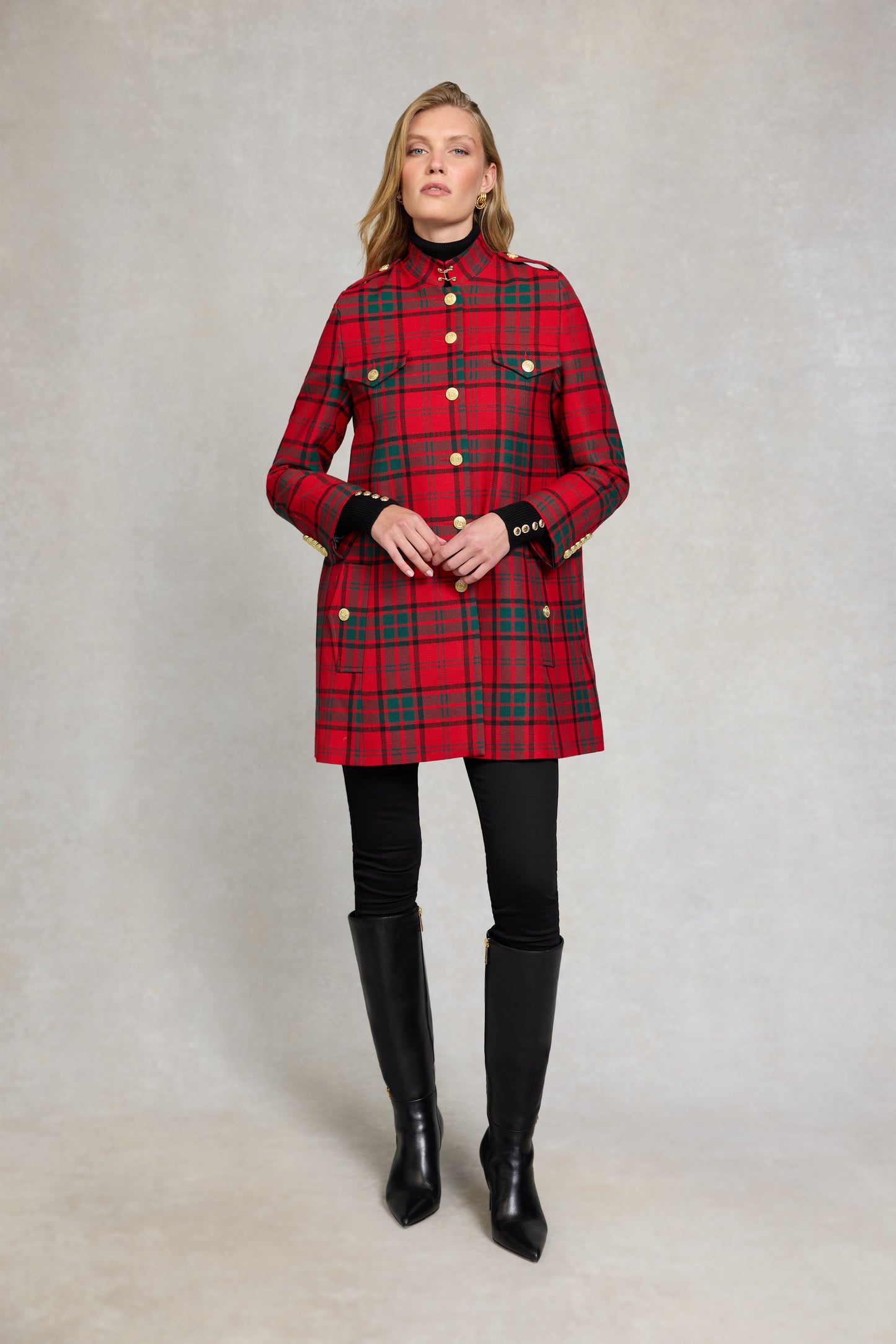 Highbury Cape Coat (Red Tartan)