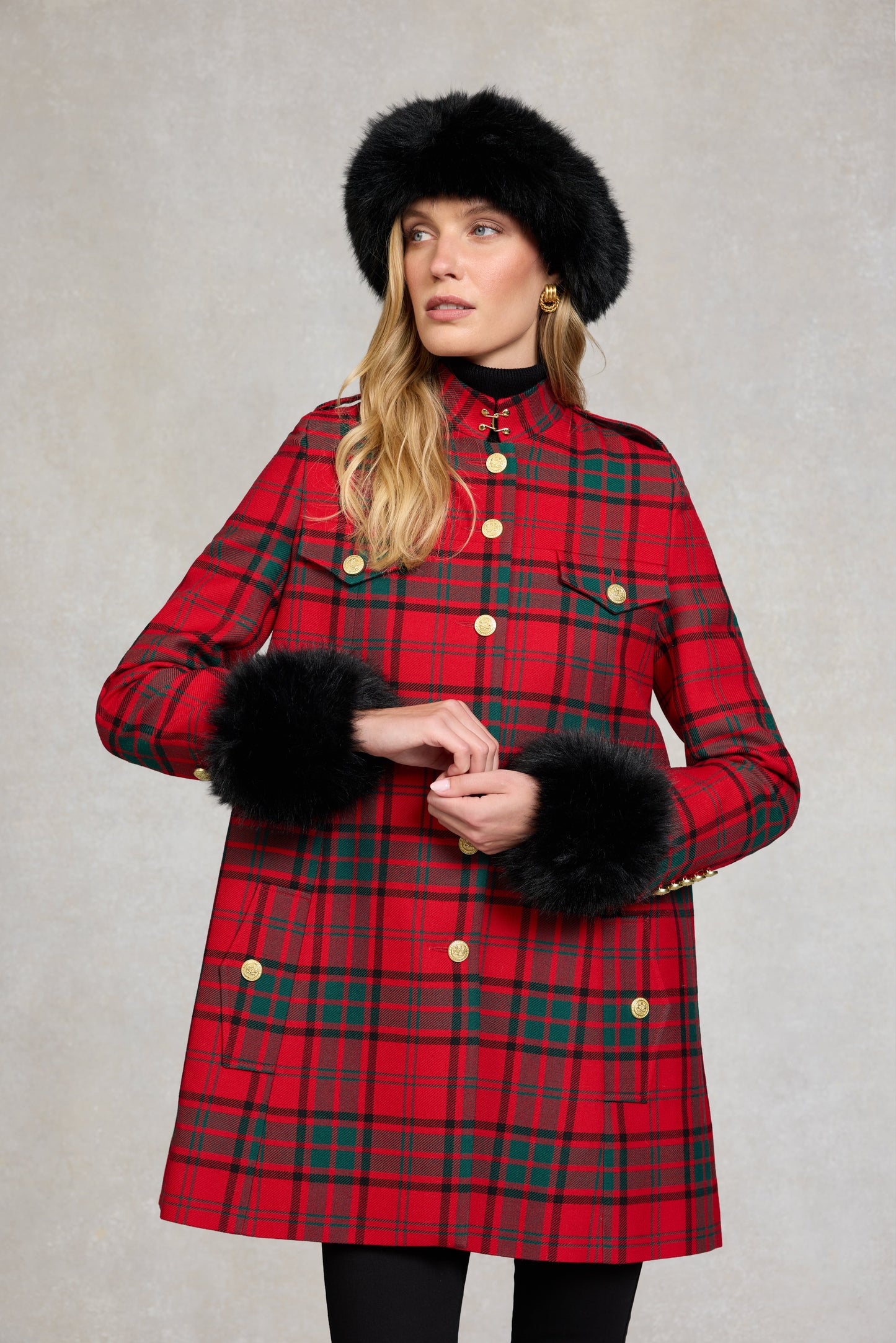 Highbury Cape Coat (Red Tartan)