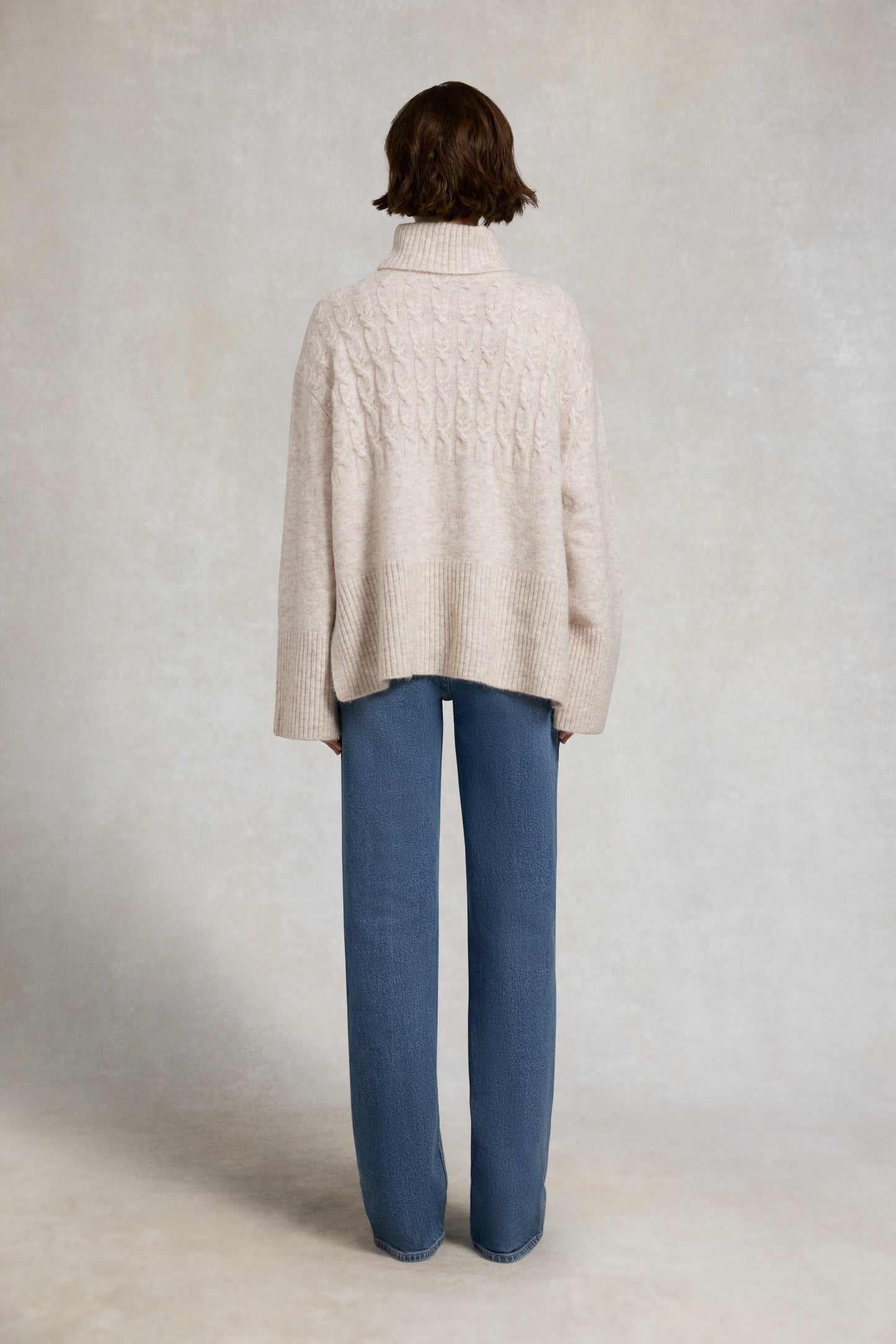 Antonia Cable Roll Neck Knit (Barley)