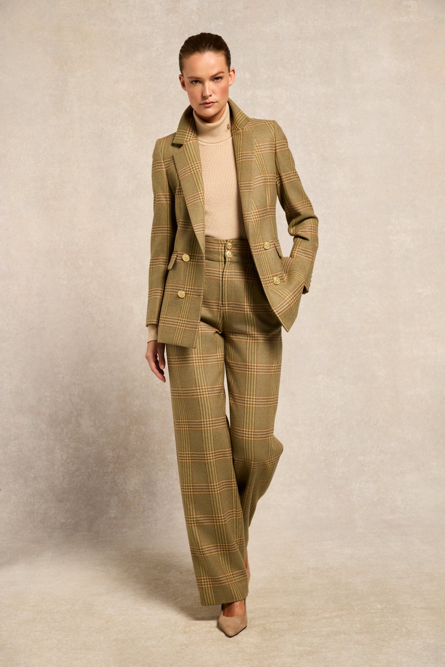 High Waisted Straight Trouser (Leveret)