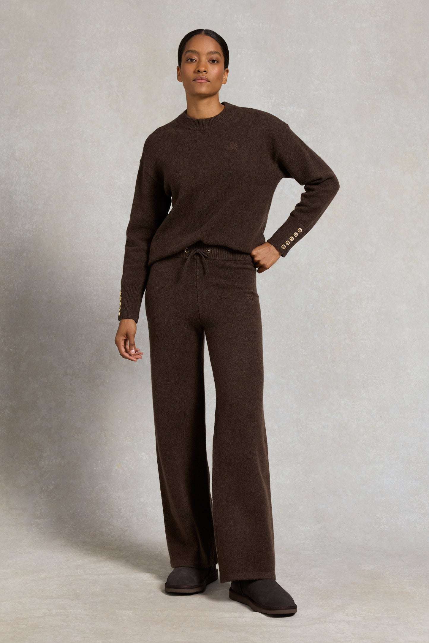 Nina Knitted Wide Leg Pant (Chocolate)