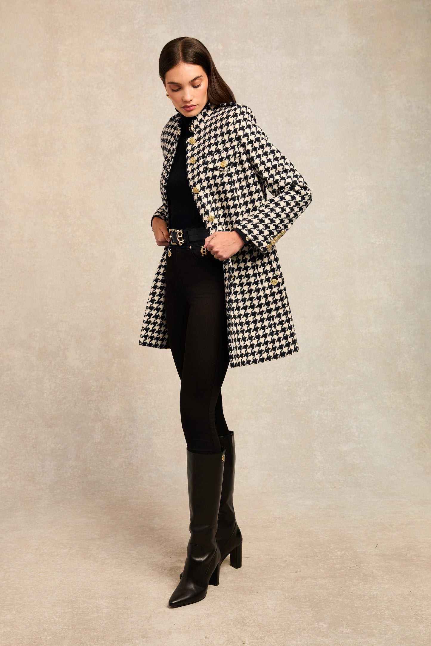 Highbury Cape Coat (Large Scale Houndstooth)