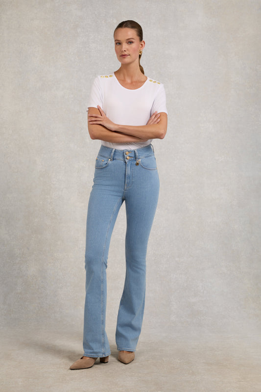 High Rise Flared Jean (Light Denim)