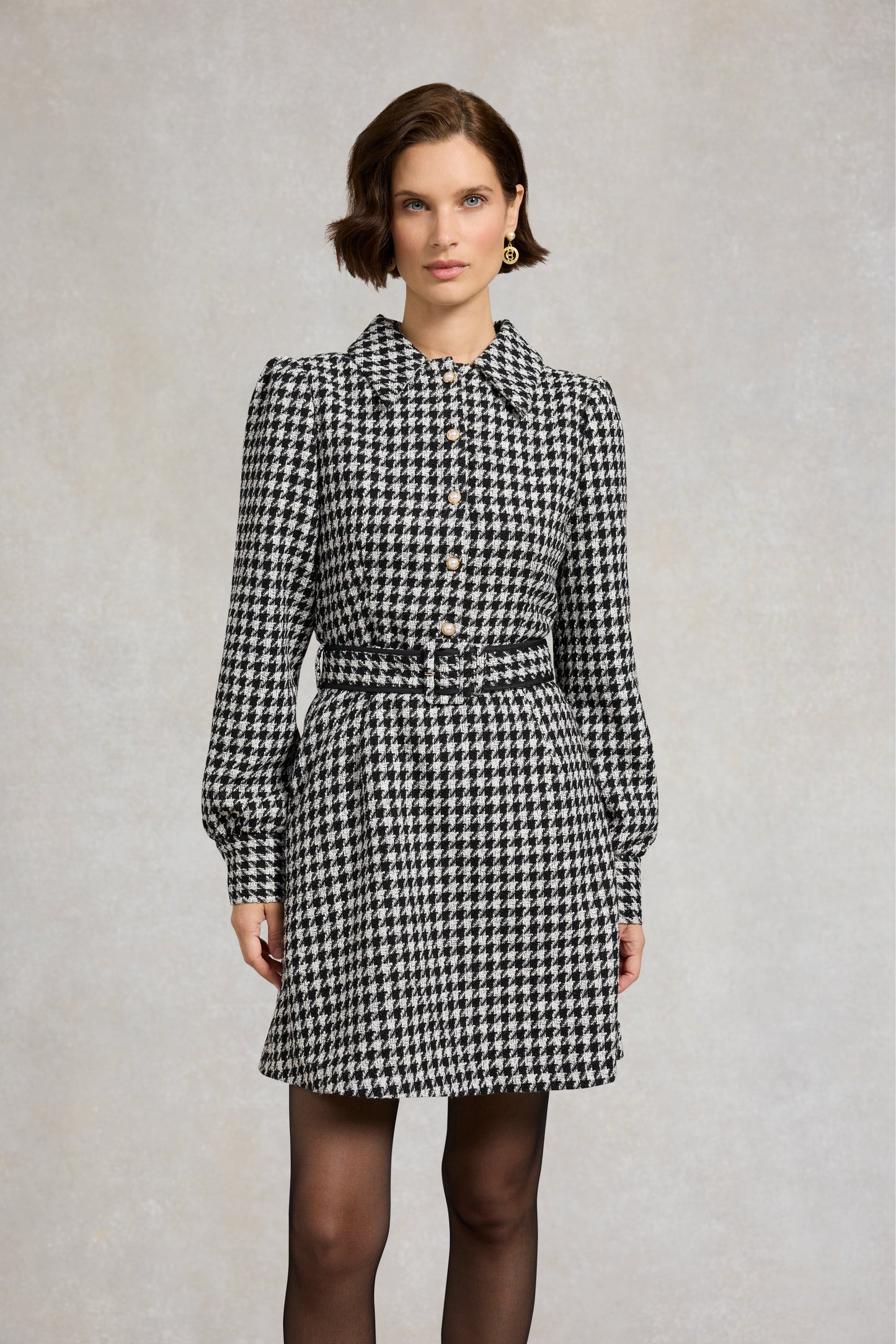 Alice Collared Mini Dress (Houndstooth)