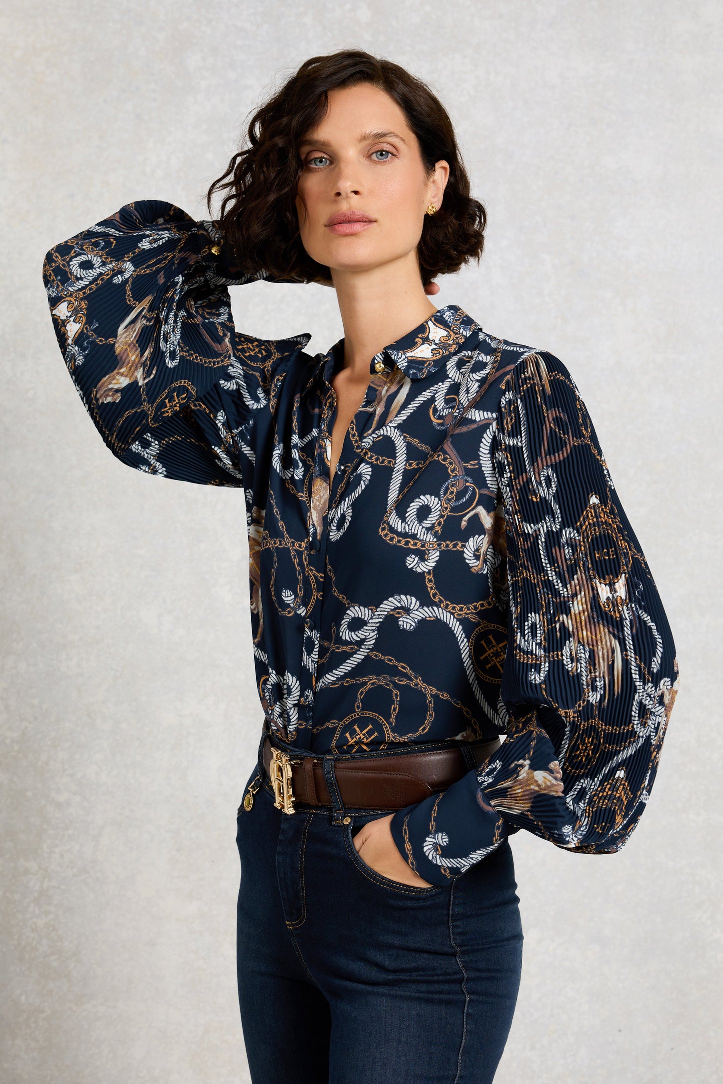 Beau Shirt (Navy Horse Print)