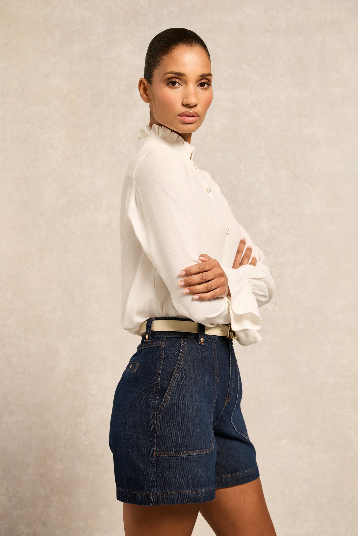 Utility Denim Shorts (Deep Indigo)