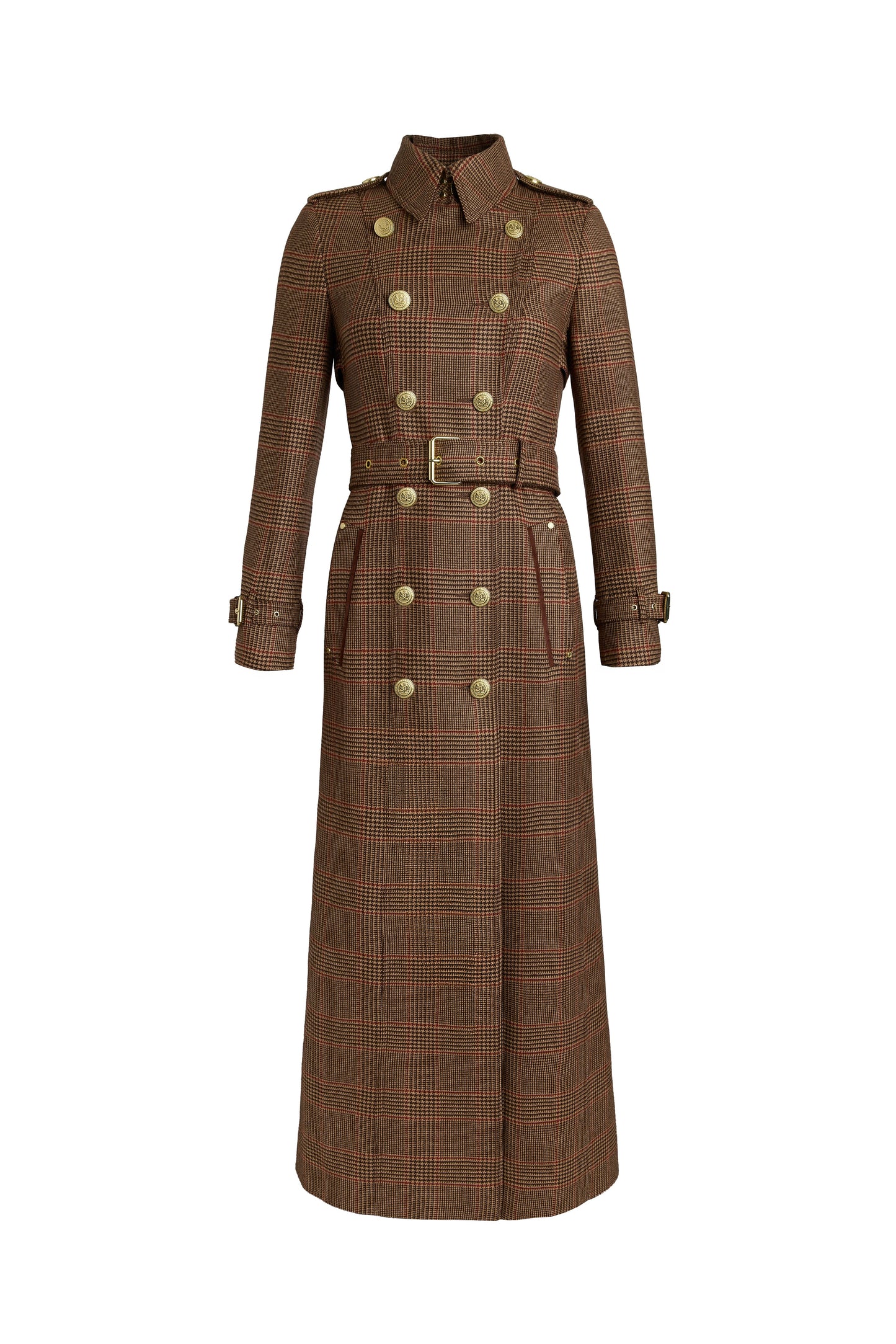 Full Length Marlborough Trench Coat (Clarence Check Merlot)
