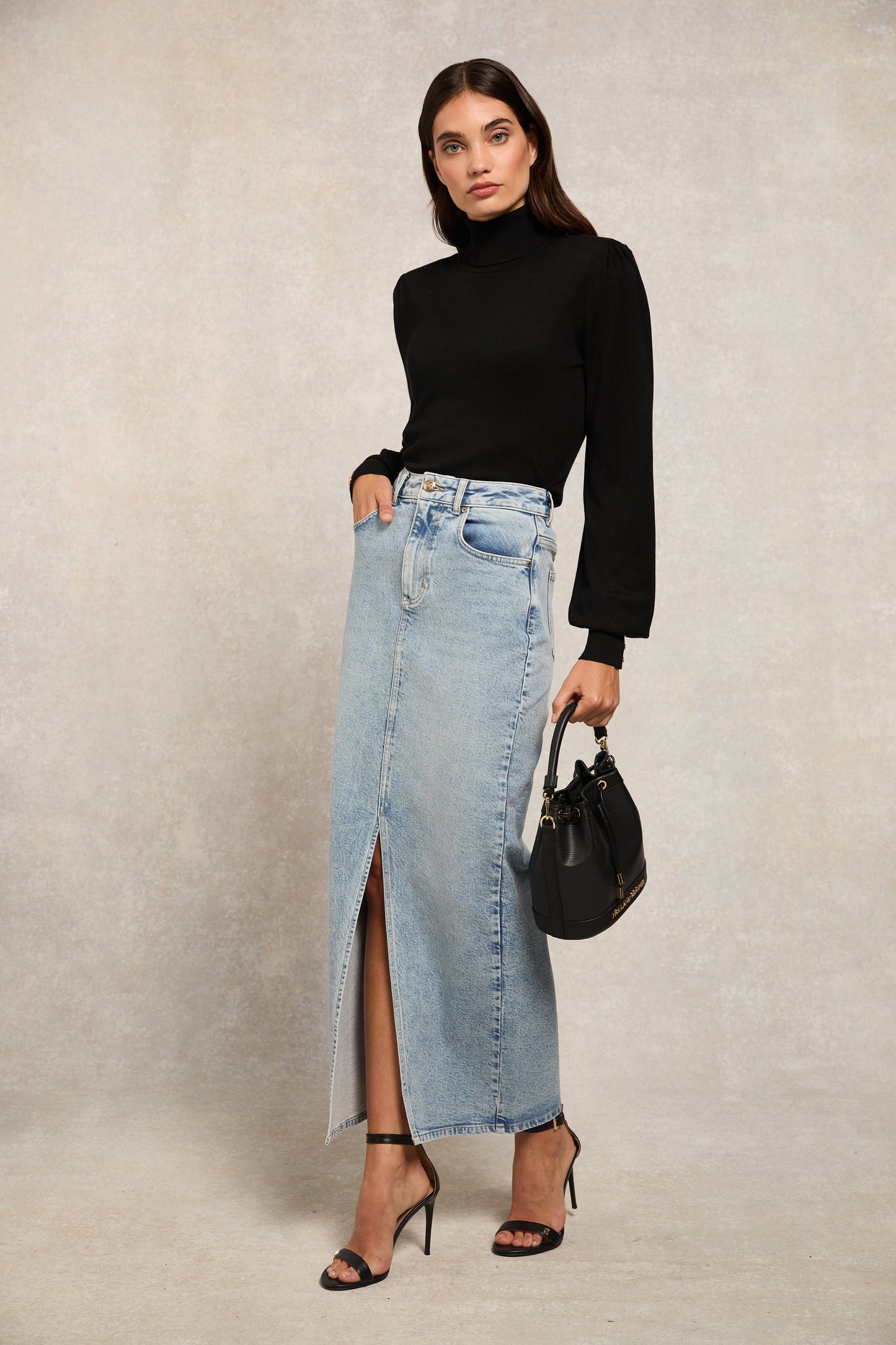 Denim Maxi Skirt (Vintage Indigo)