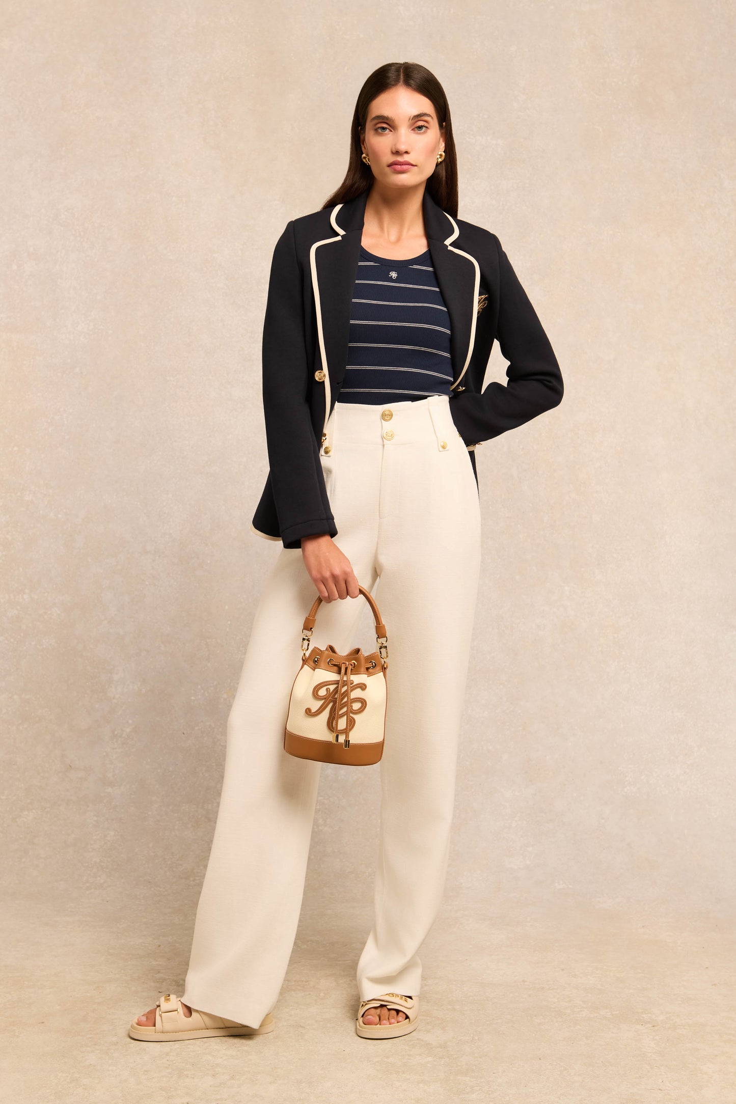 Rebecca Rib Tank (Ink Navy Stripe)